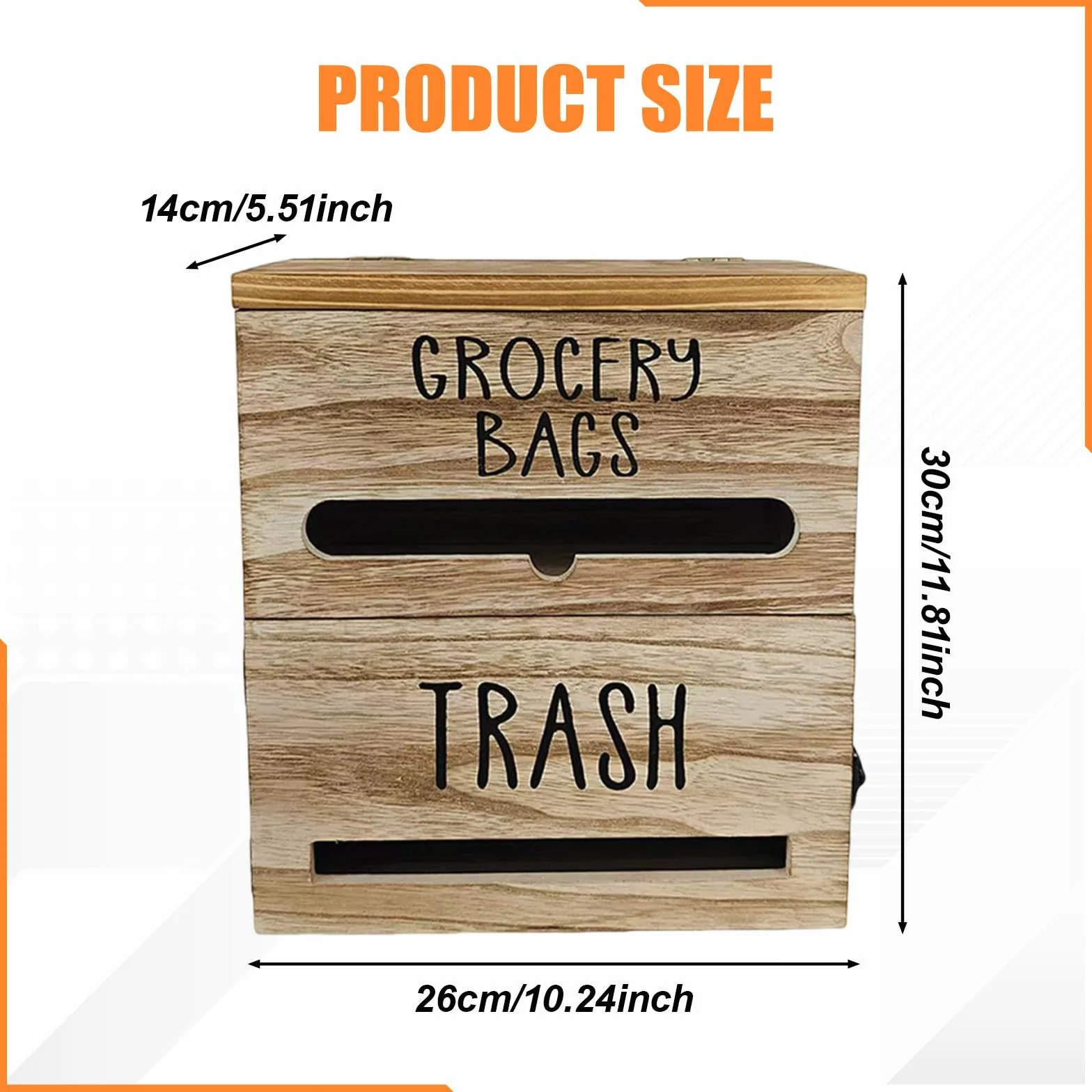 Milageto Dispensador de Bolsas de Basura de Pared, Organizador de Almacenamiento de Madera para Bolsas de supermercado, Ideal para Cocina, Oficina, encimera, Marrón Claro