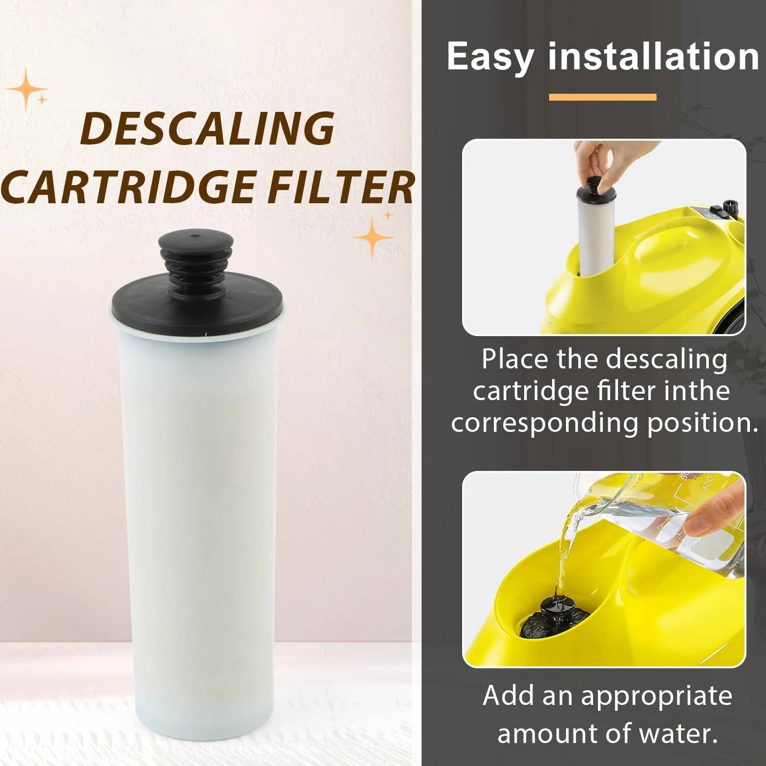 Juego de 2 Filtros Descalcificadores para Karcher SC3, Kit de Accesorios para Limpiador a Vapor (Blanco)