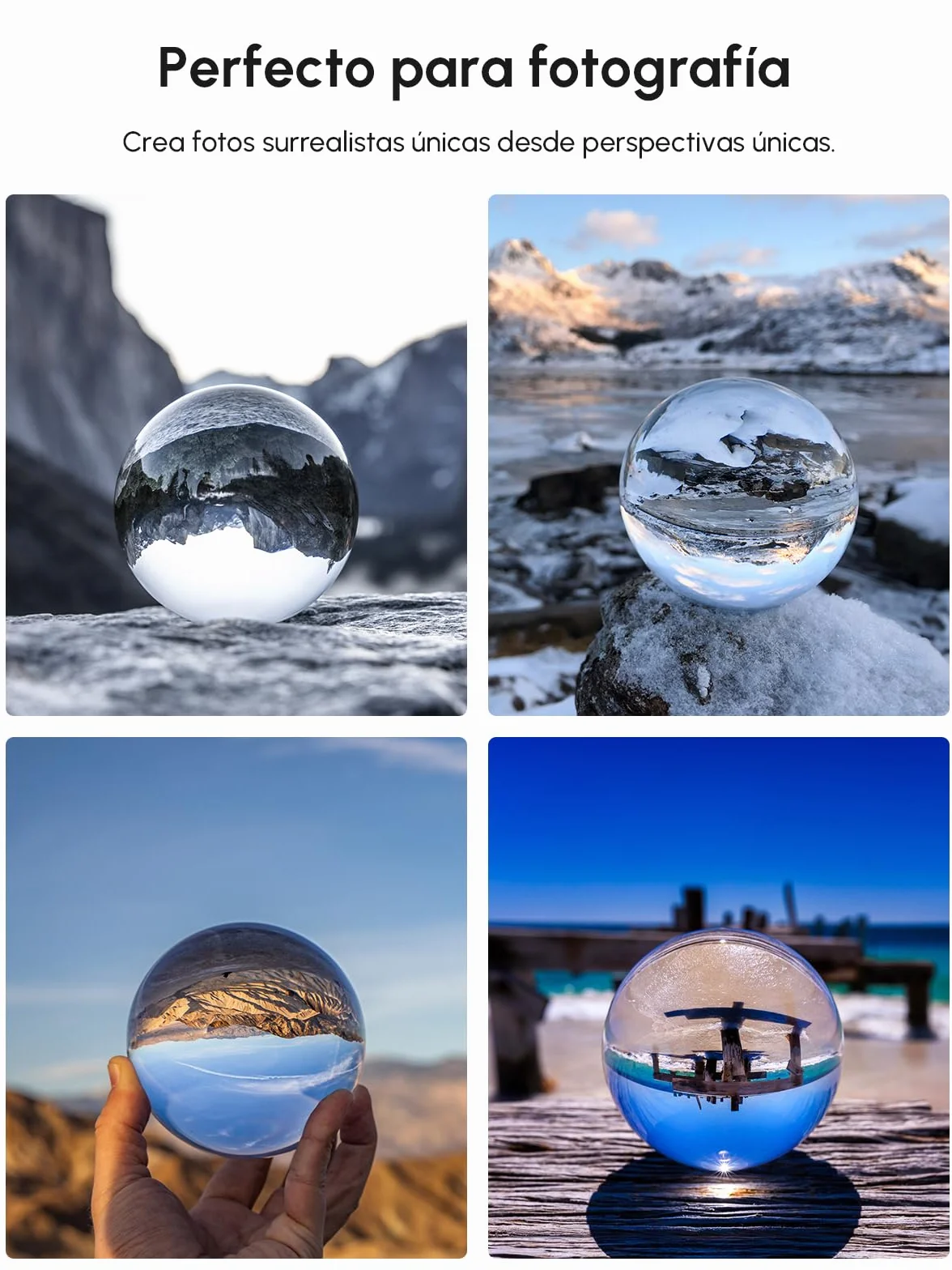 Rollei Lensball 110mm I bola de vidrio I bola de cristal I bola de fotos con bolsa de almacenamiento y paño de limpieza de microfibra para fotografía de bolas de vidrio