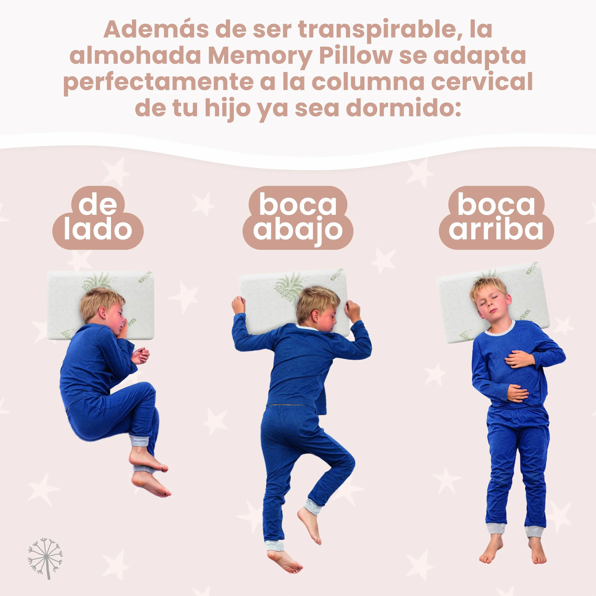MIMUSELINA Almohada Bebe Viscoelástica Memory Foam 50x30x5,5 Transpirable Antisofocos Funda Aloe Vera Hipoalergénica
