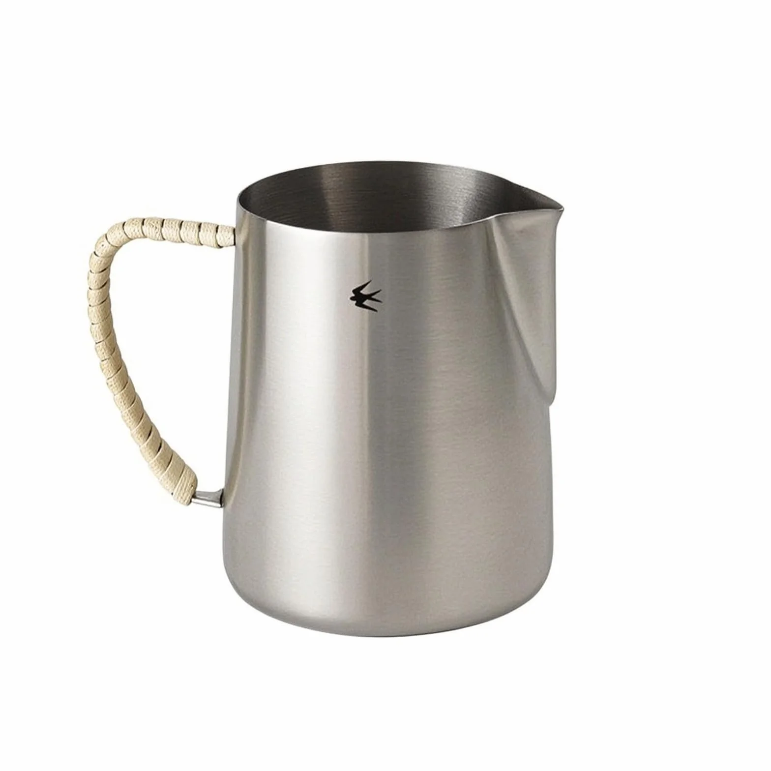 Jarra Industrial Jarra Lechera Jarra para Vaporizar Espumador de Leche con Vertedor Curvo Control del Flujo Acero 304 Acabado Cepillado Resistente, 600ml