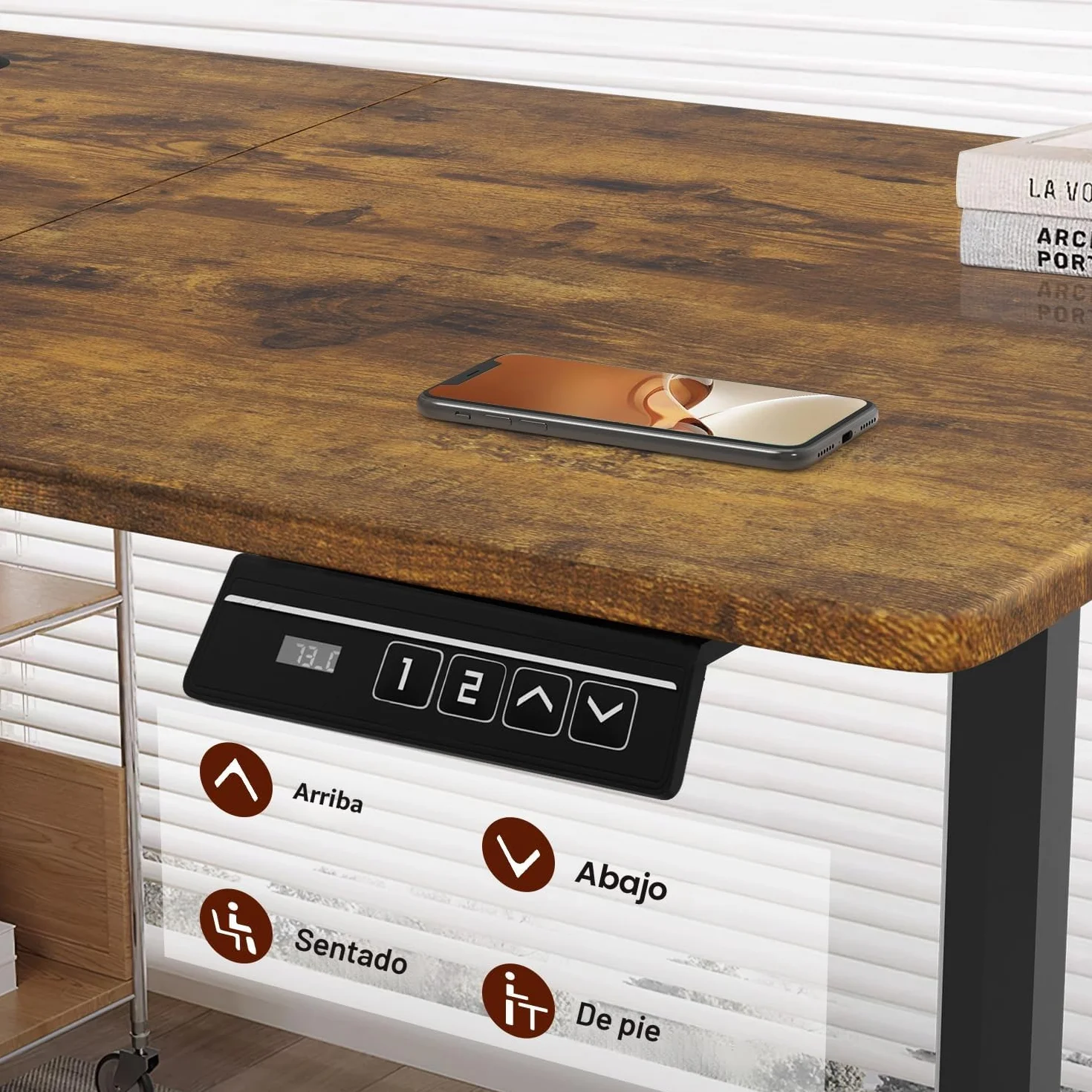 Devoko Escritorio Elevable Eléctrico con Tablero 160 x 70cm, Escritorio Regulable en Altura 73-118cm, 2 Opciones de Memoria Inteligente para Estudiar, Trabajar(160×70cm,Marrón)