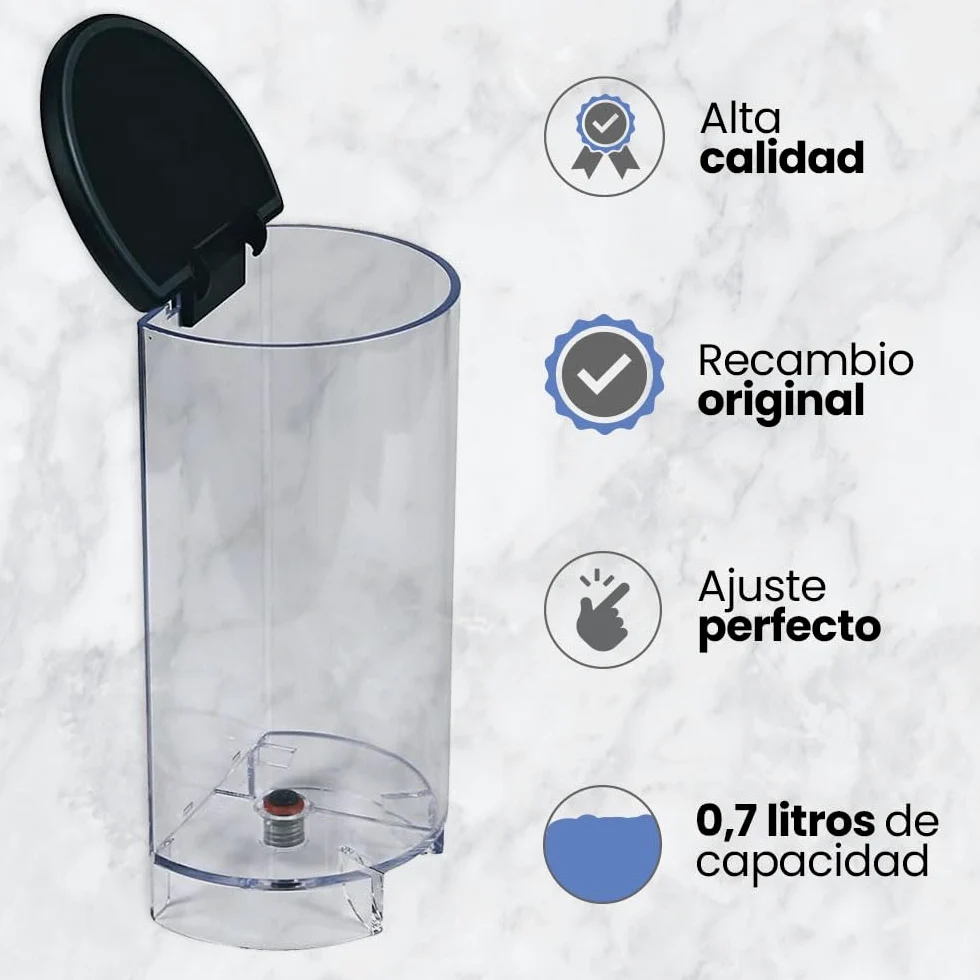 Anakel Home Repuesto Depósito Agua Cafetera MS-0067944 Compatible con Cafetera Nespresso Pixie XN3005, XN3006, XN3008 | Tanque de Agua, Plástico Resistente, Incluye Tapadera, 0.7L