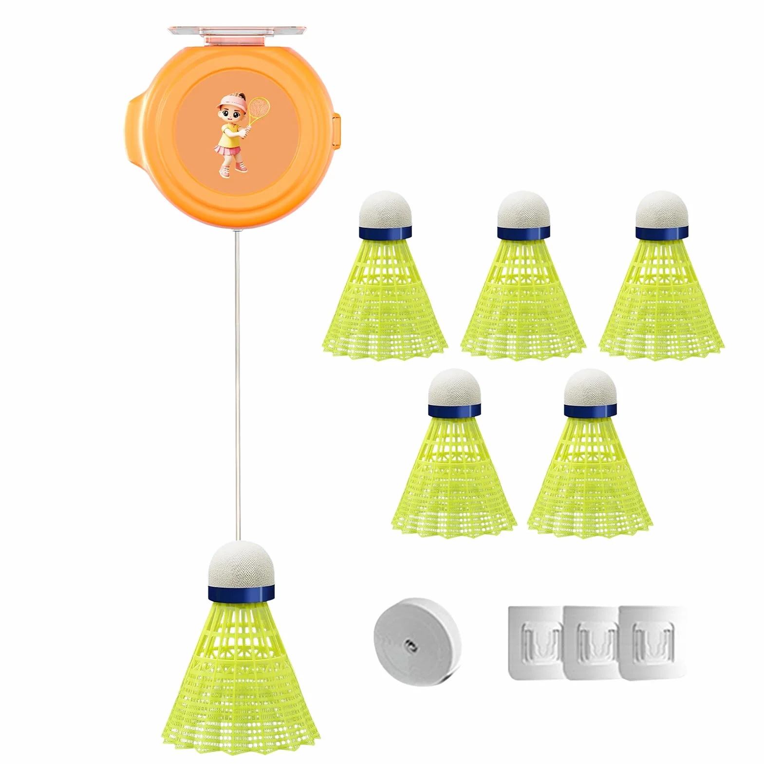 Genérico Entrenador de Rebote para un Jugador de bádminton,Bádminton de Rebote - Práctica de Equipo de bádminton en Solitario,Juego de portátil de coordinación -Mano con Cordones elásticos para