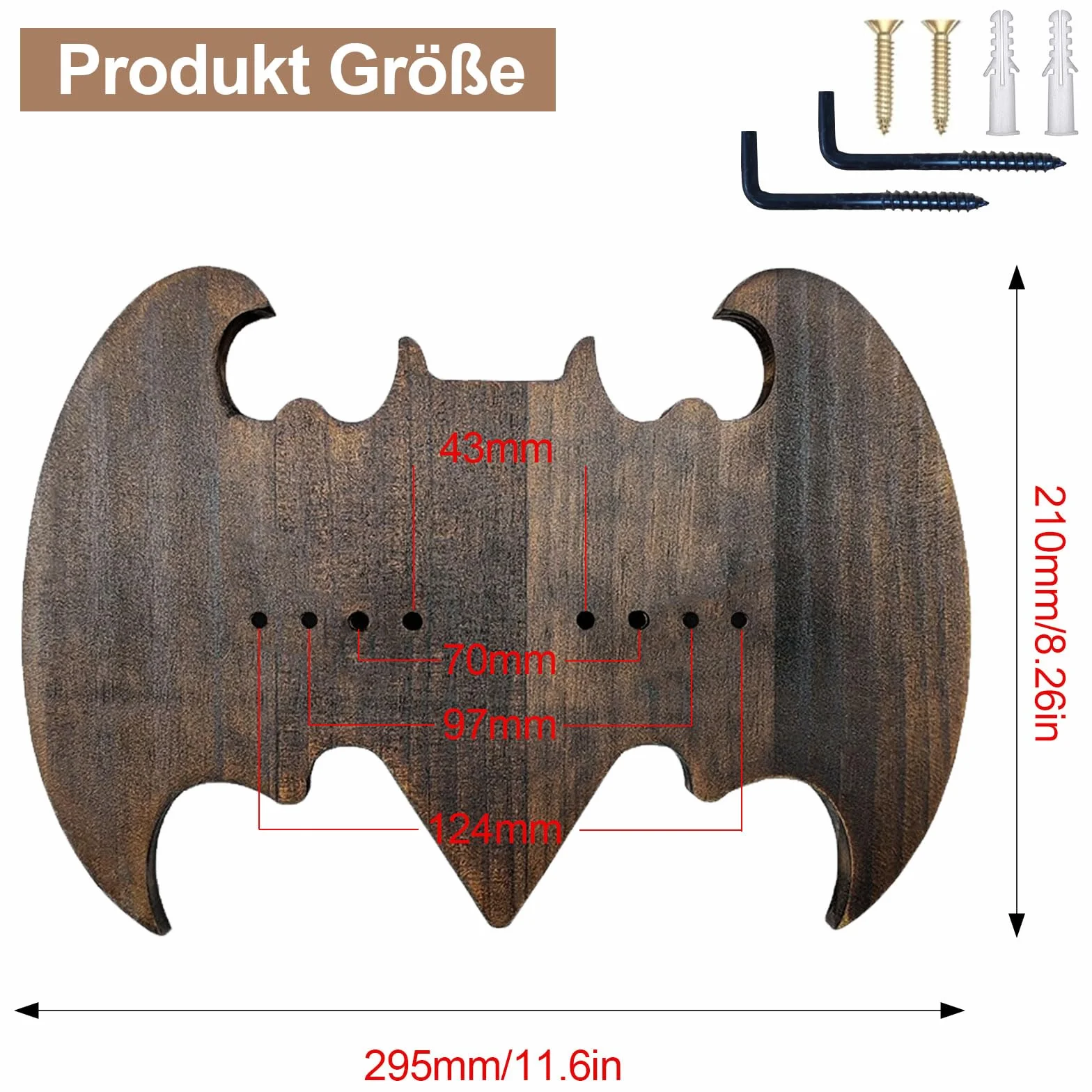 Soporte Katana Pared 29.5×21 cm Pino Colgar Espadas Hachas Armas