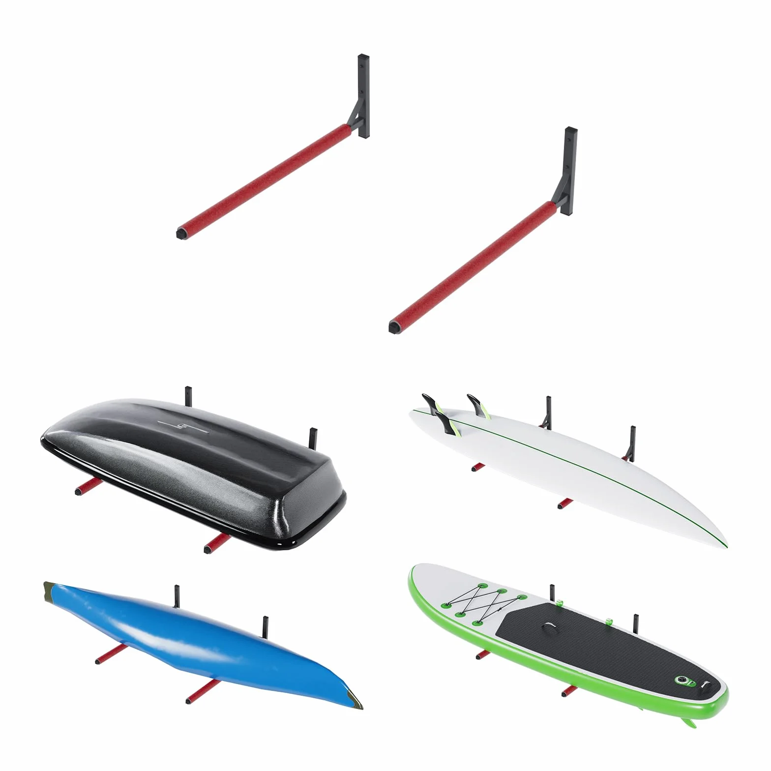 Soporte de pared de acero 82 cm para guardar maletas herramientas jardín esquís equipos deportivos tabla surf iSUP