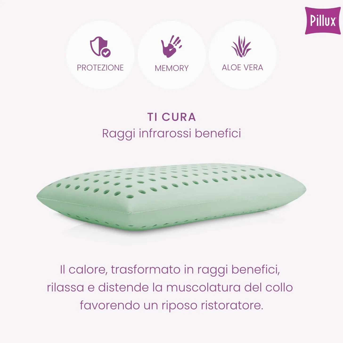 Almohada de espuma viscoelástica (aloe vera + biocerámica)