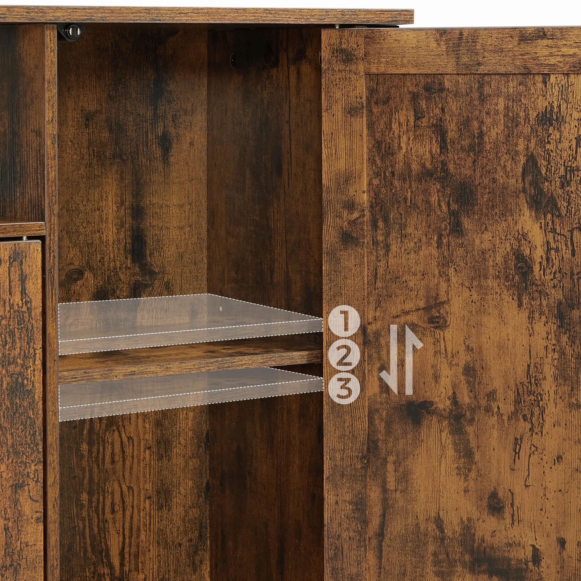 VASAGLE Aparador, Armario de Cocina, Armario de Almacenaje, con 3 Puertas, para Salón, Cocina, Comedor, 33 x 110 x 75 cm, Estilo Casa de Campo, Marrón Rústico y Negro LSC096B01