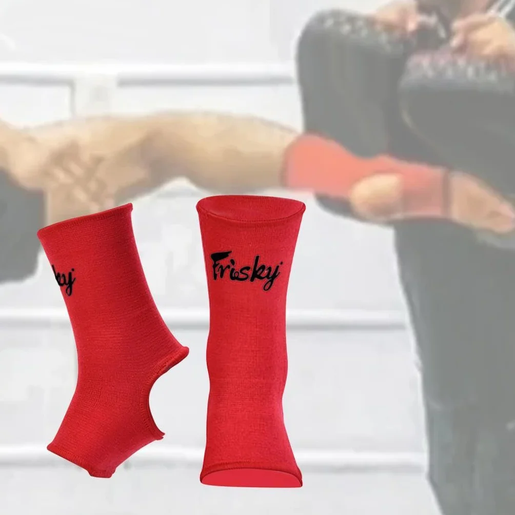 Harilla Muay Thai Tobillera Envolturas Kickboxing Equipo Soportes para Pies Boxeo Tobilleras para Correr MMA, Rojo