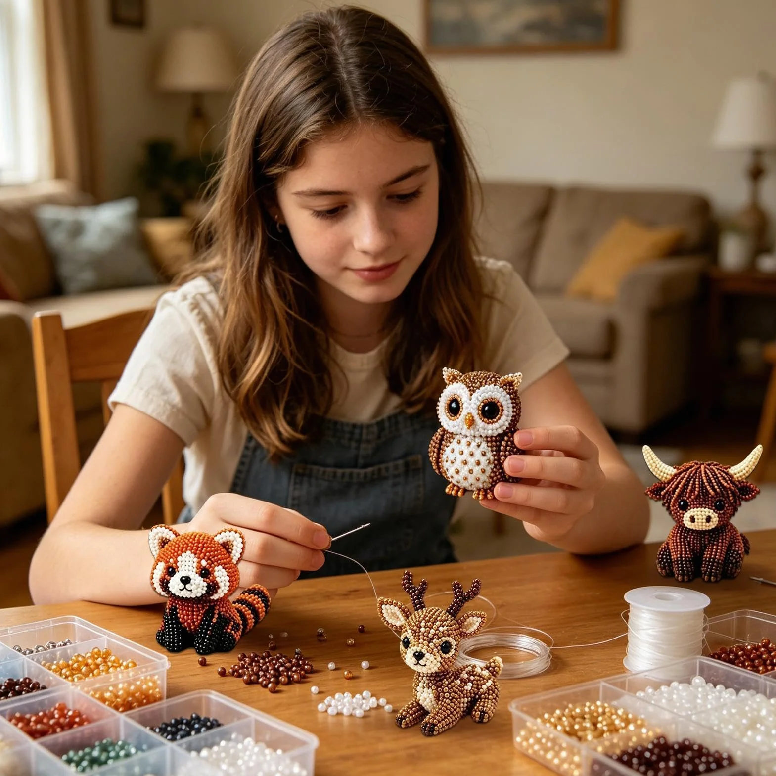 Set de Animales con Abalorios, Kit for Hacer Cuentas de Animales, Kits en 3D con Instrucciones for Manualidades(A)