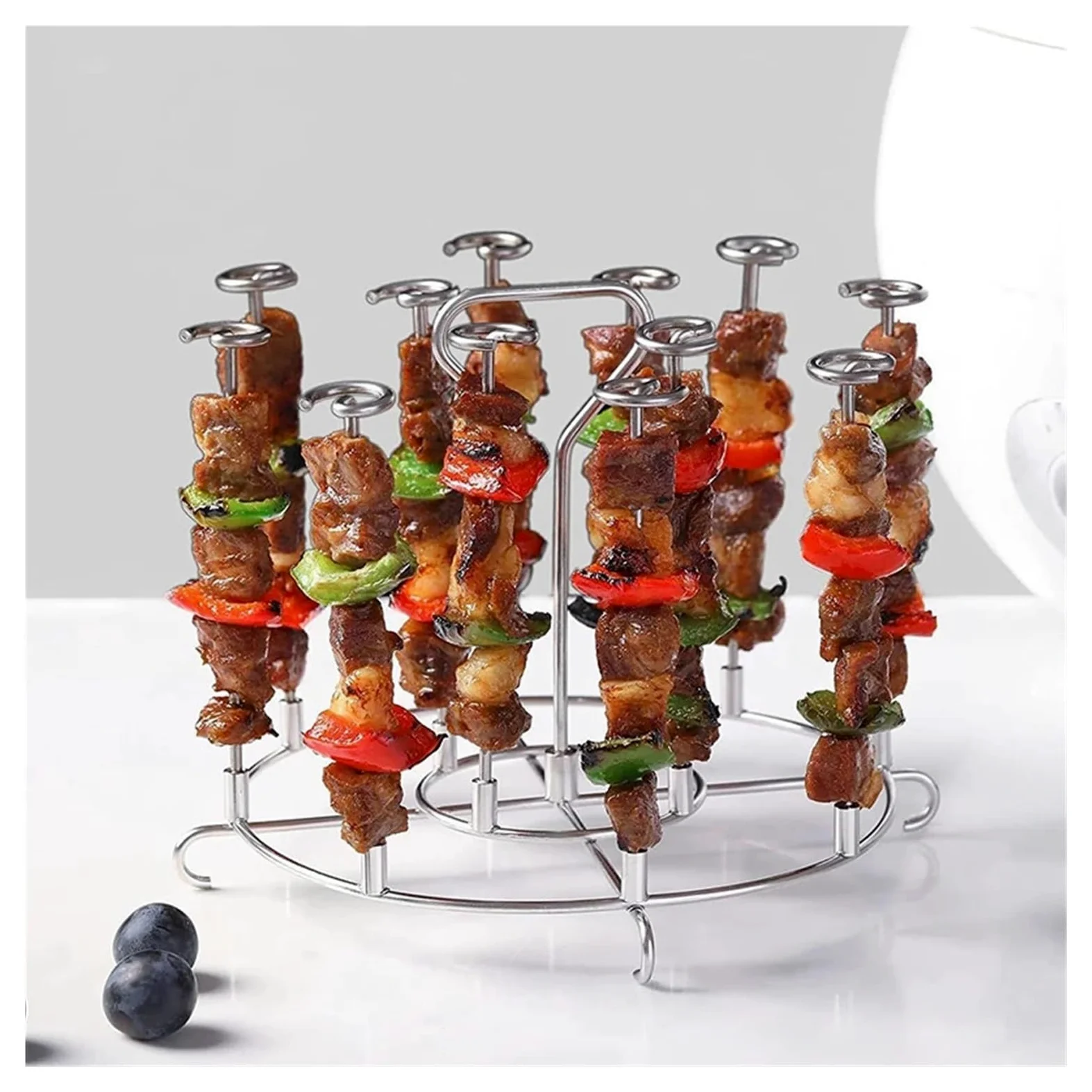 Accesorio para freidora de Aire: Rejilla de Acero Inoxidable para Barbacoa de 3 Niveles para Asar Carne a la perfección. Herramienta Esencial para freír y cocinar.