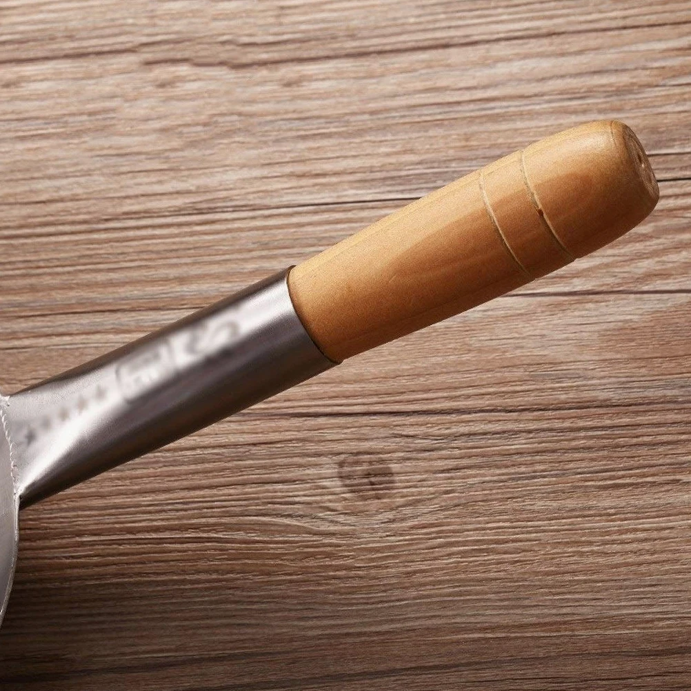 cuchara agujereada Cocina alambre de acero inoxidable colador de acero inoxidable mango de madera tamiz del grado comercial colador grande for la familia hotel Restaurantes (10.2" ) colador ( Size : L