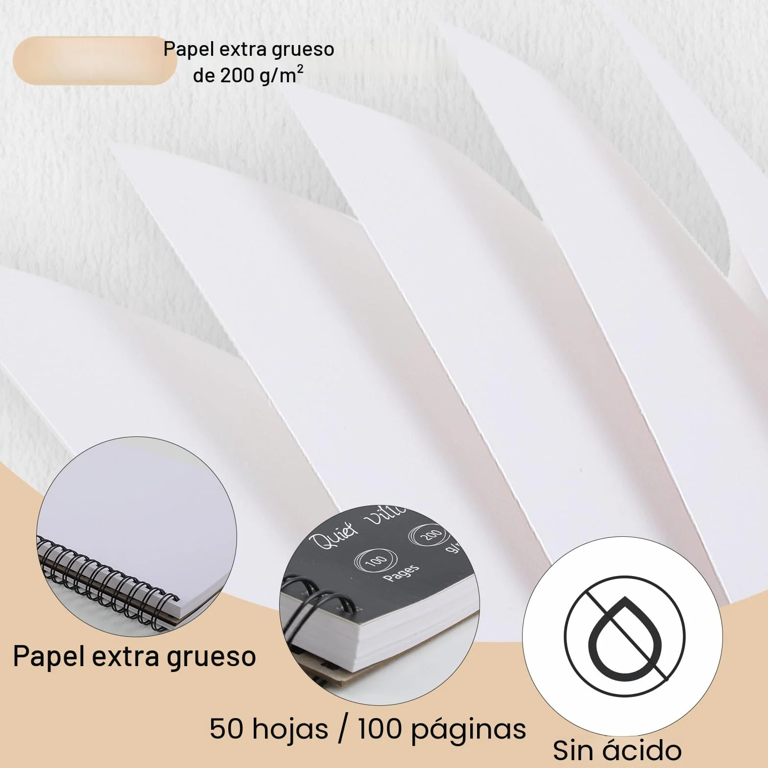 Sketchbook A4 – Cuaderno de Dibujo Premium, 50 Hojas / 100 Páginas, 200 g/m² Bloc de Dibujo A4, Block Dibujo con Encuadernación Espiral, Ideal para Dibujar y Notas