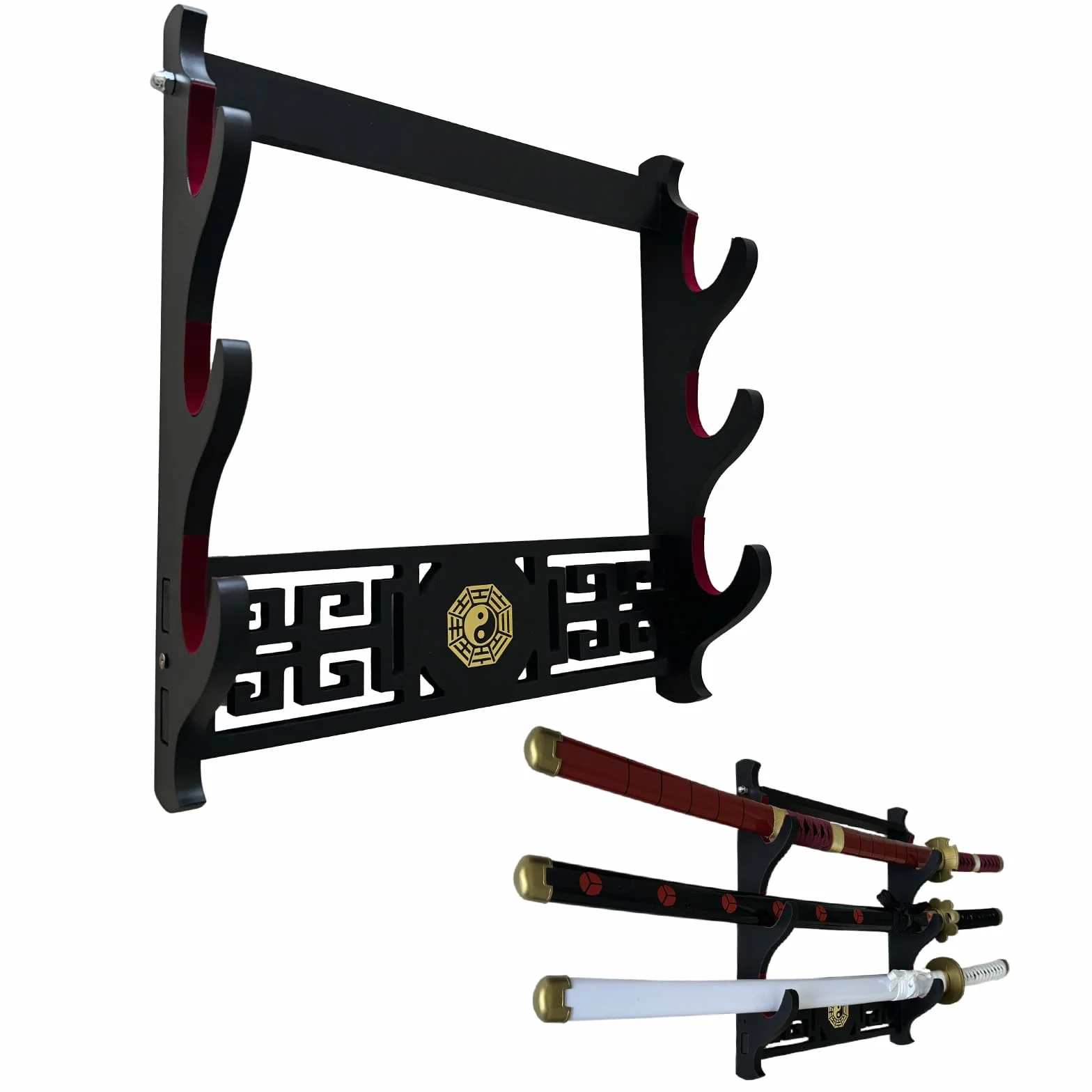 Sword Mount Wall Sword Holder Display Stand for Katana Wakizashi Samurai Swords 3 Tier