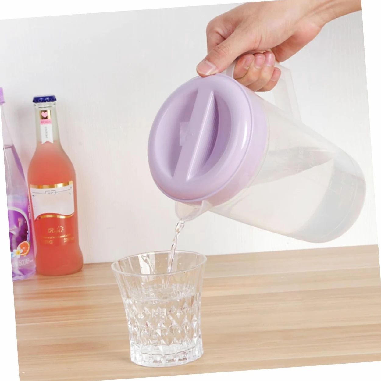 Jarra Grande de Plástico Resistente al Calor y Frío con Tapa Hermética Jarra para Bebidas Tetera de Alta Capacidad Violeta Reutilizable