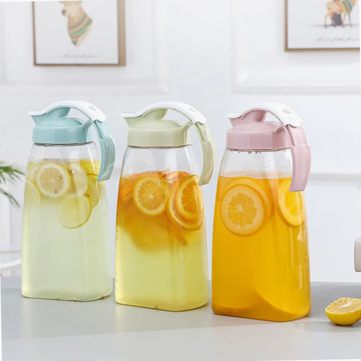 Cabilock Jarra De Agua para Nevera Botellas De Agua Clara Jarra De Café Jarra De Liquido Caliente Jarra De Jugo De Naranja Jarra De Limonada Jarra con Tapa Jarra Nevera Agua Fría Tetera