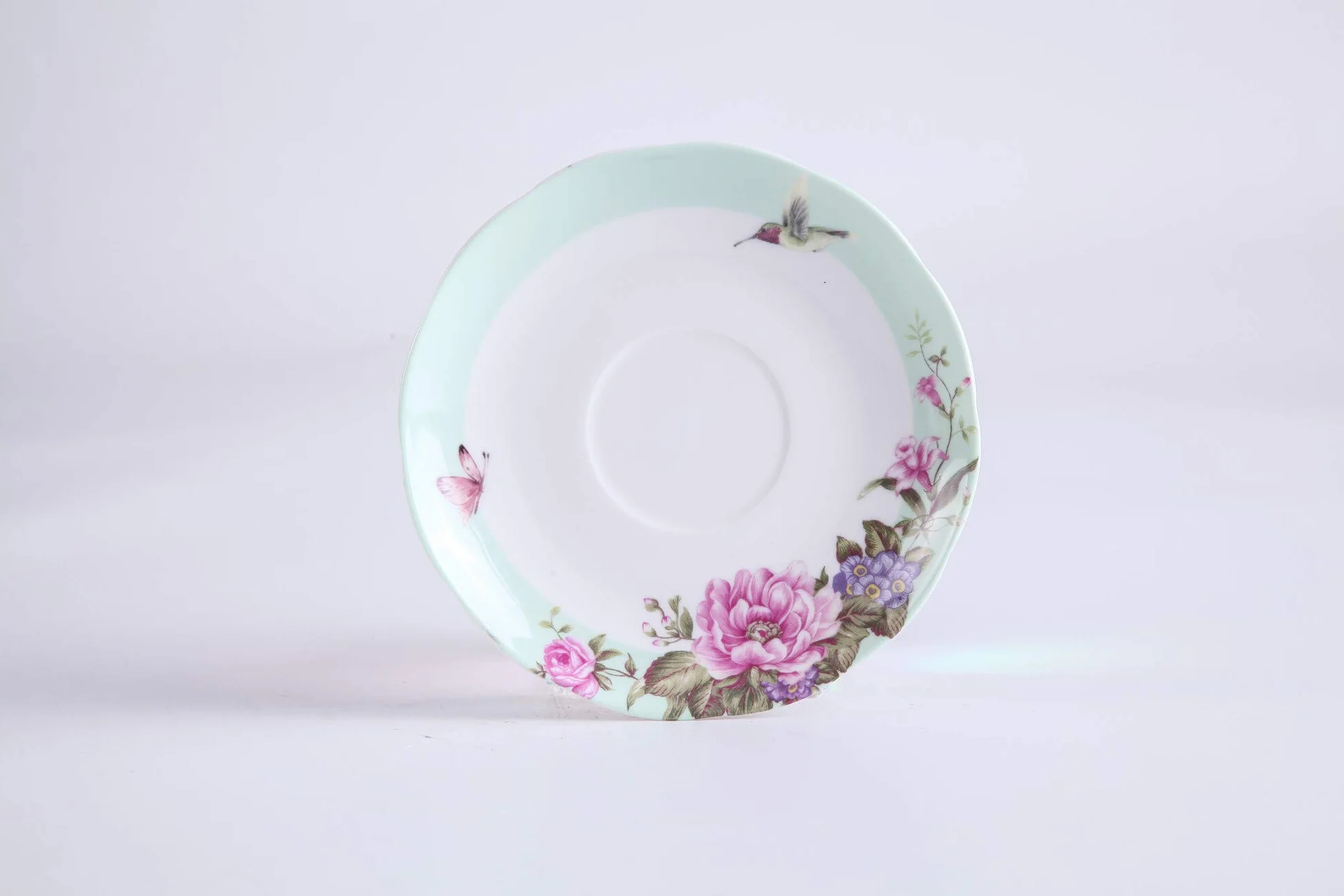 Tea for One - Juego de Tetera, diseño de Flores y Mariposas, Color Verde Azulado