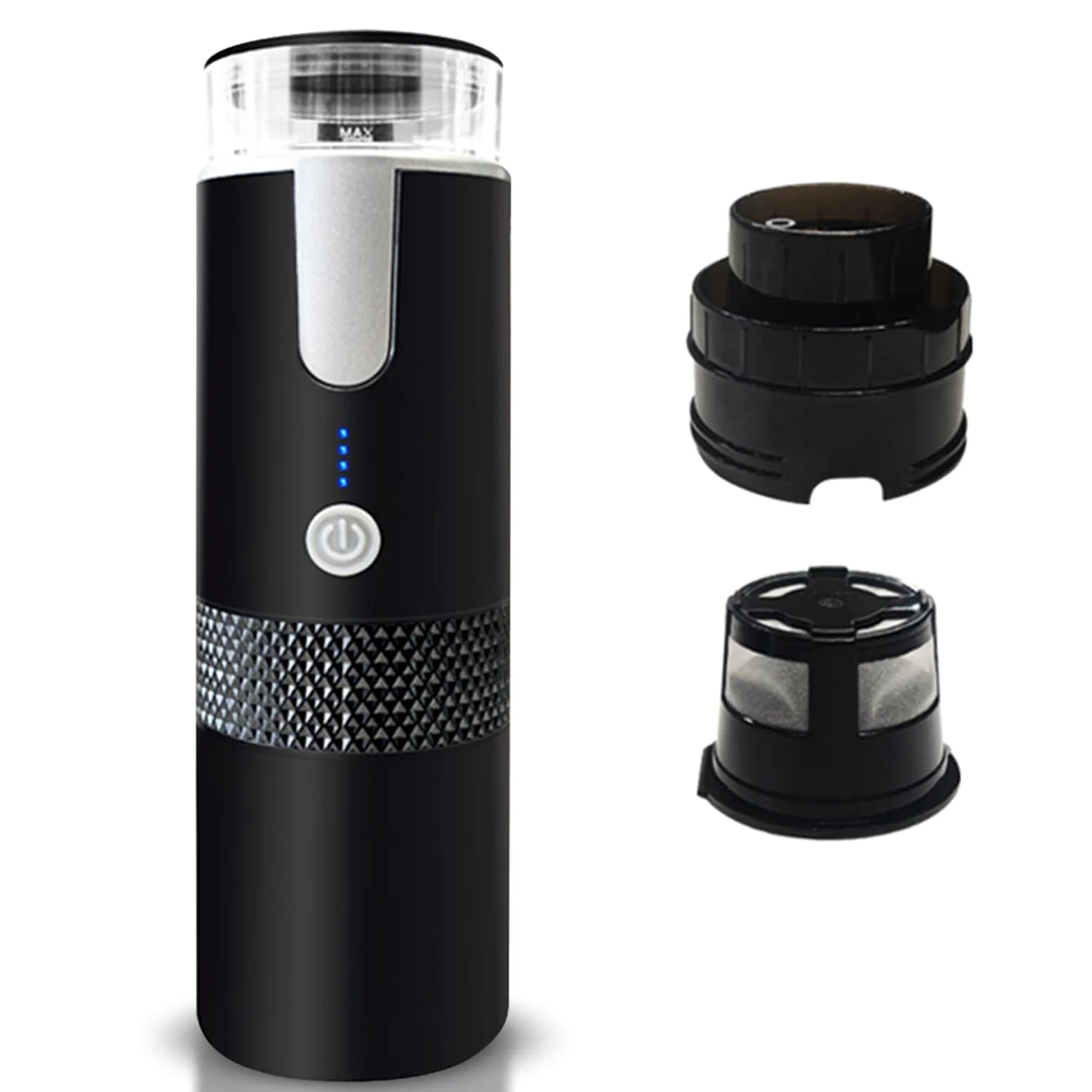 aqxreight Portátil, Máquina de café Automática de una Sola Porción con Molida y en Cápsulas 2 en 1, Diseño Compacto de 6 Oz, Batería de 1200 MAh para Viajes y Campamentos