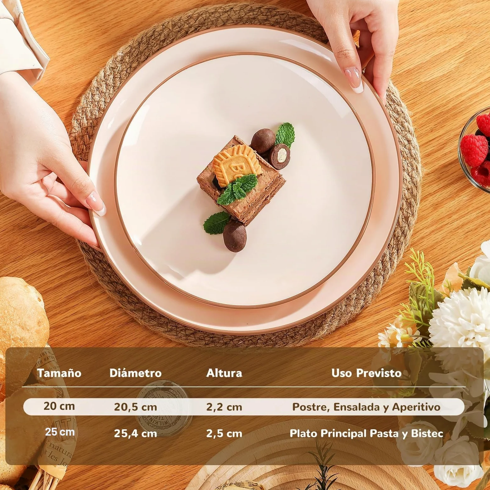 AHX Platos Postre Colores Plato Ceramica - Juego de 6 Platos para Ensalada en Estilo Multicolor - Set Platos de Desayuno - Platos Llanos Pequeños para Servir Aperitivos | Postres | Ensaladas - 20 cm