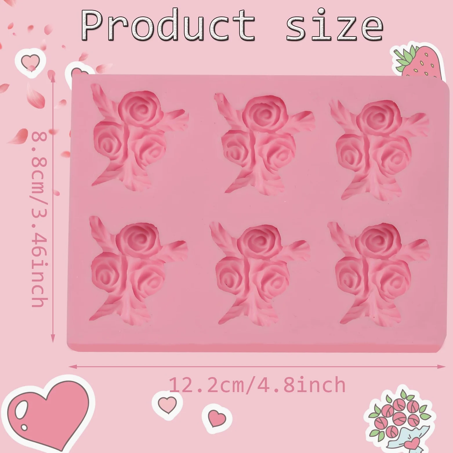 Molde de silicona con 6 cavidades para decoración de pasteles, para bodas, día de San Valentín, fiesta de cumpleaños, aniversario, cupcakes, chocolate, galletas, gelatina, pasta de flores, jabón