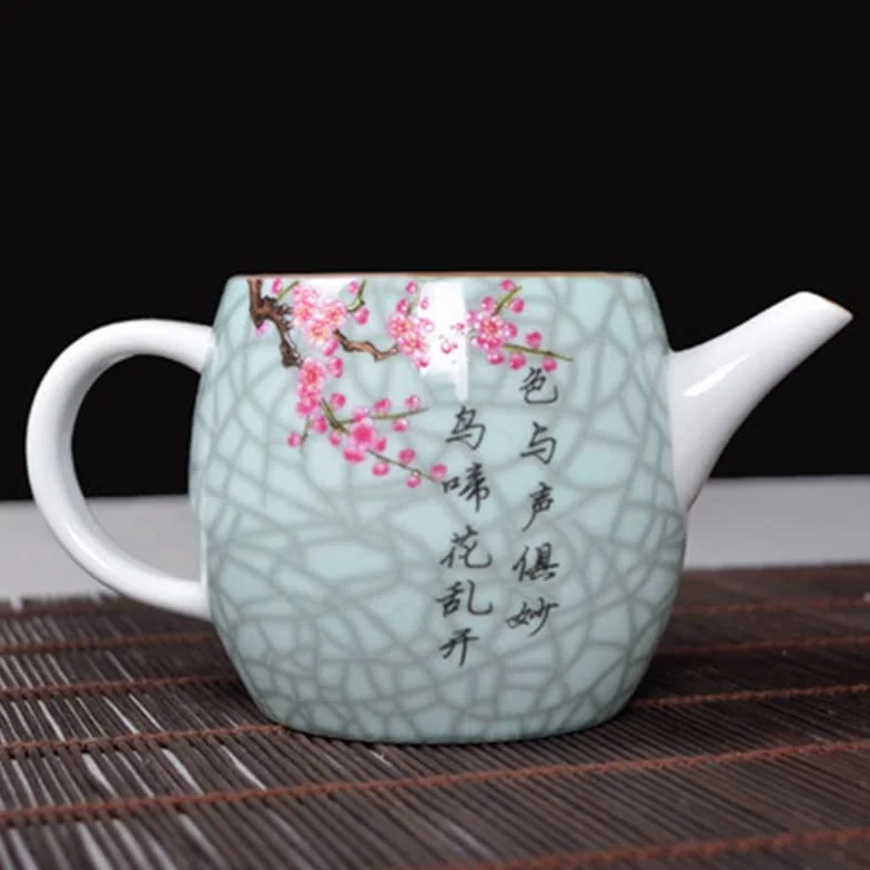 Tetera de cerámica, Juego de té de Kung Fu, Tetera Individual de Porcelana Azul y Blanca, Tetera pequeña con patrón de Flores para el hogar