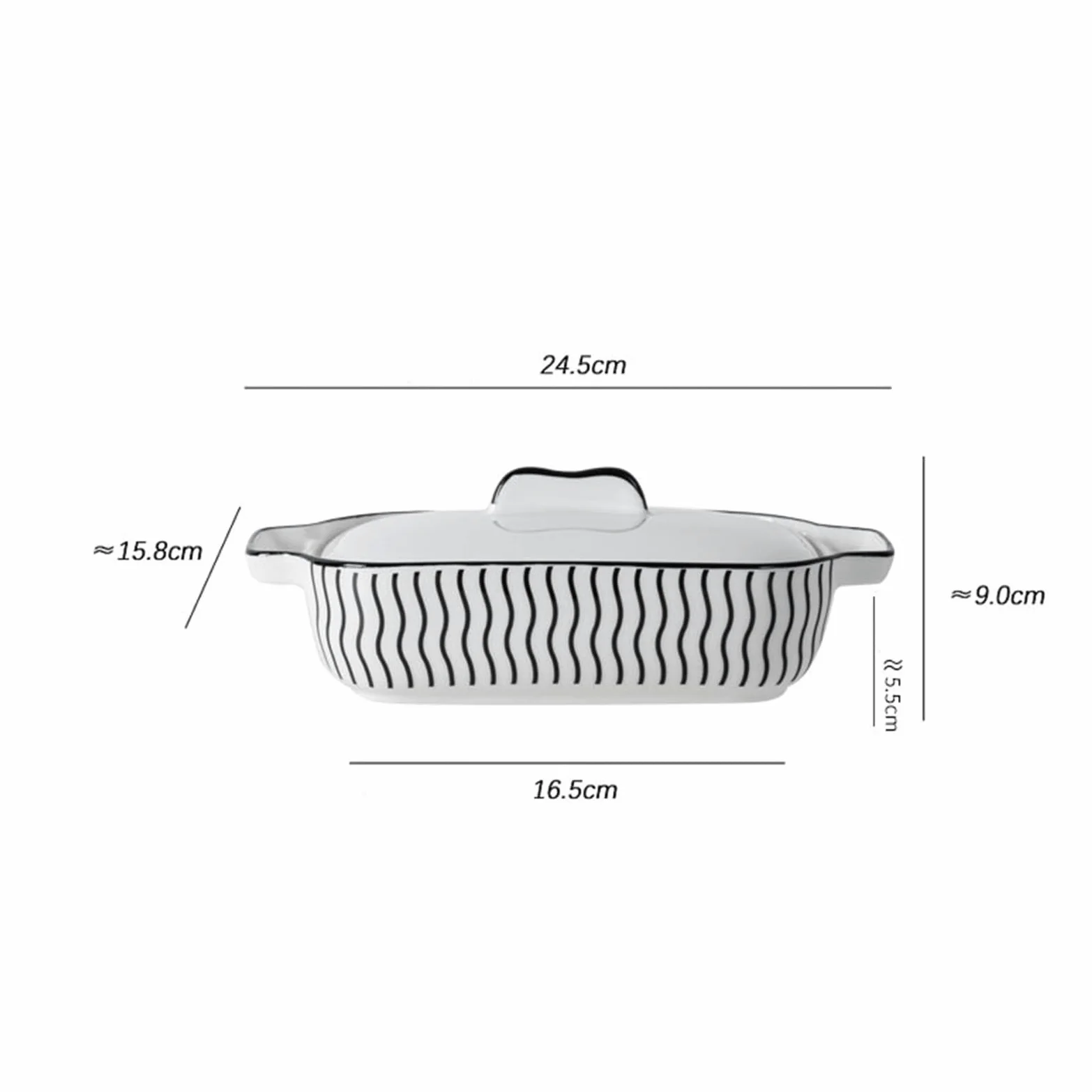 Versátil Fuente for hornear de cerámica rectangular 10 pulgadas con tapa