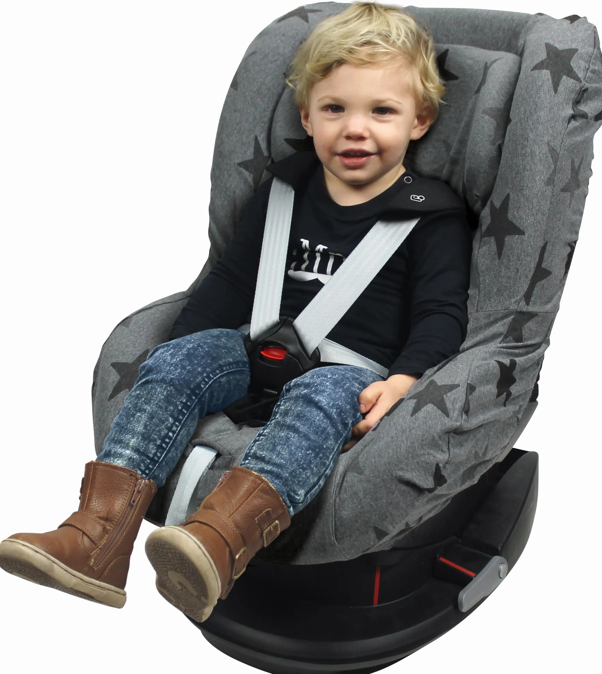 Dooky Grey Stars Funda De Asiento Infantil (ajuste Universal Para Muchos Modelos Populares, Grupo De Edad 1+ 9 - 18 Kg, Sistema De Cinturón De 3 Y 5 Puntos) (126826), Gris Con Estrellas