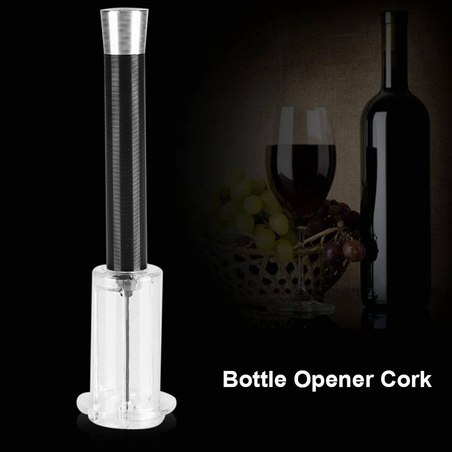 Abridor de Botellas de Vino, Sacacorchos a Presión de Aire, Abridor de Botellas con Bomba de Presión de Aire, Abridor de Botellas, Abridor de Vino Tinto, Abridor de Vino, (BLACK)