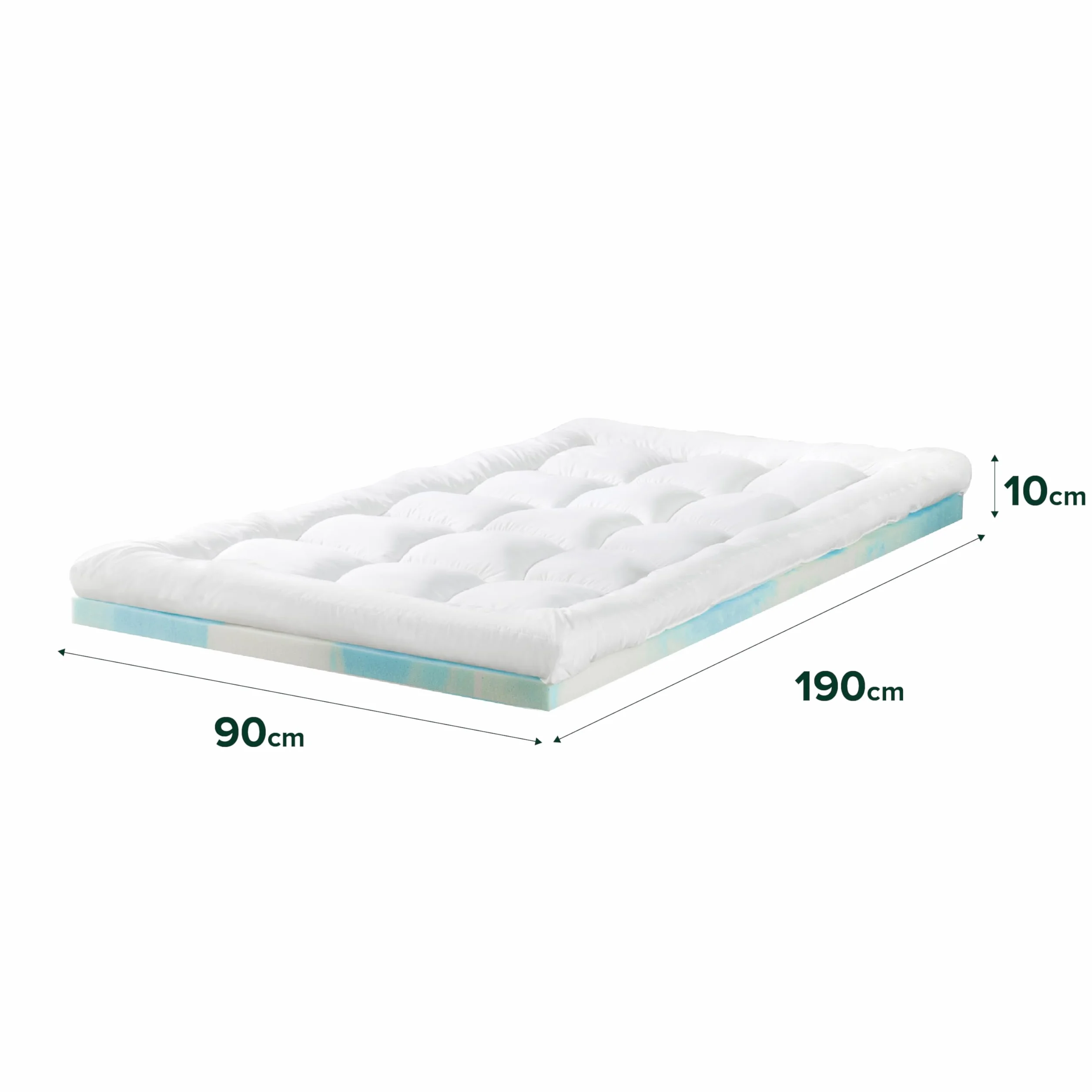 Zinus Topper 90x190 cm – Grosor de 10 cm – Sobrecolchón de Espuma con ventilación refrescante – Firmeza Media – Funda Suave y Transpirable – Certificado Oeko-Tex