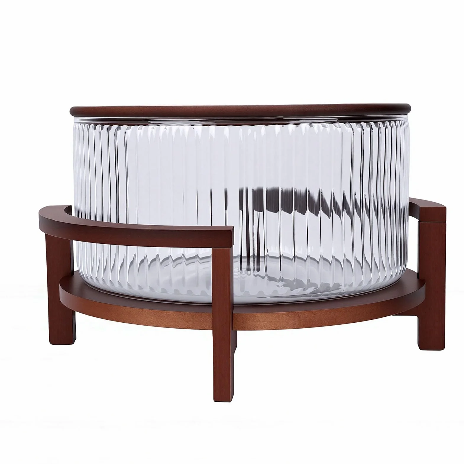 Topiky Ensaladera de Vidrio con Soporte y Tapa de Madera, Ensaladera de Vidrio Decorativa de 4,3 L, de Grande para Cenas Familiares, Fiestas, Reuniones