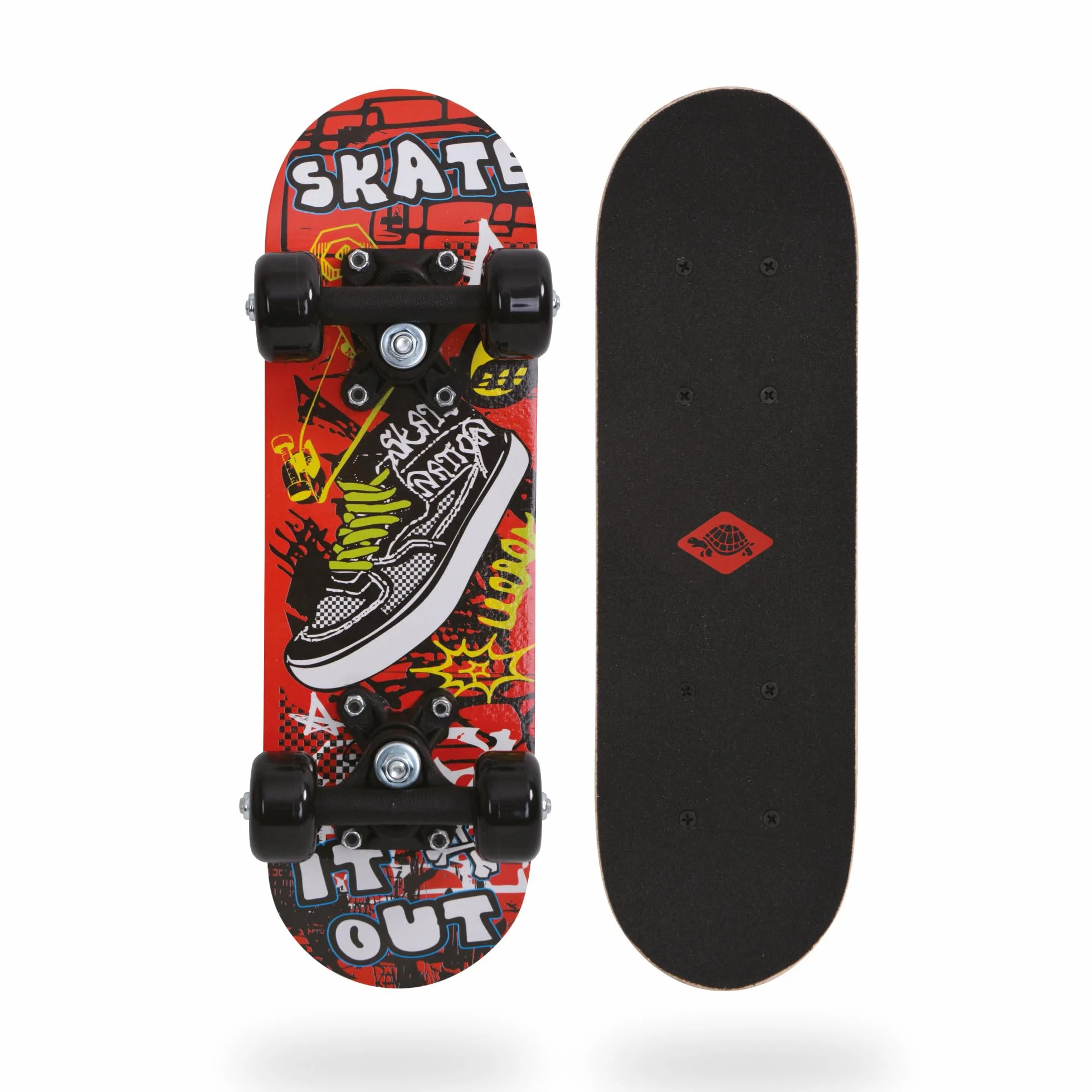 Schildkröt Mini Skateboard 17" Madera para Niños 43x13 cm Ruedas Plástico Antideslizante