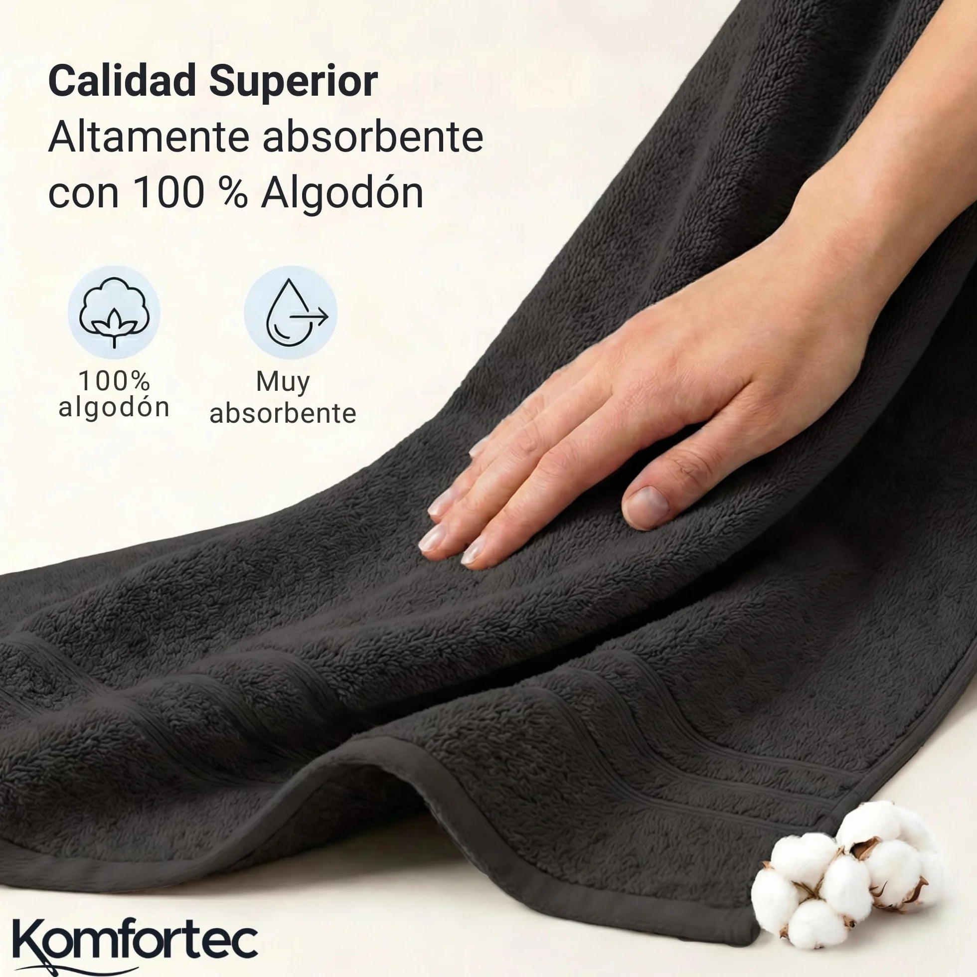 Komfortec Juego de 2 Toallas de Sauna 80 x 200 cm, 100% Algodón, Toallas XXL para Sauna, Suaves, Grandes, de Rizo y de Secado Rápido, Negro/Rojo