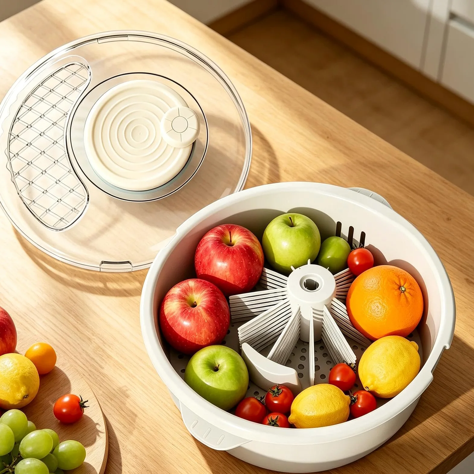 Gran centrifugadora de ensaladas Purificador multiusos, limpieza manual y | Limpiador Alimenticio y Secador de Ensaladas Para Productos, Bayas, Lechuga, Hogar, Cocina Y