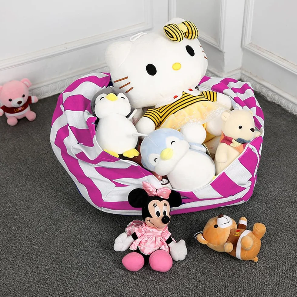 Puf de Peluche, 38" Bolsa de Almacenamiento de Juguetes, Bolsa Almacenamiento, Almacenamiento de Juguetes, Juguetes Felpa, Bolsa Frijoles Lona, Bolsa Frijoles Lona, para Ropa, Juguetes.