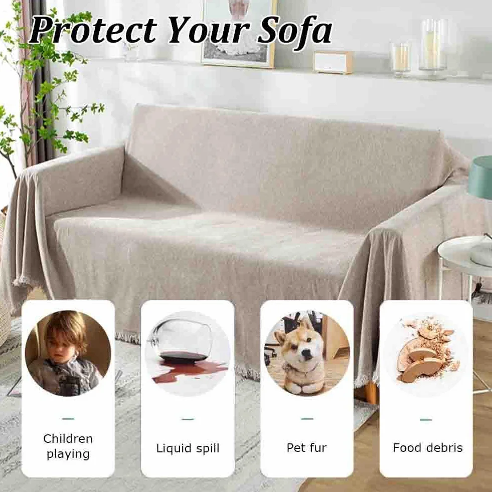 Manta Grande para Sofá, Plaid Impermeable, Chenille Mantas Grandes, Cubre Chaise Longue, Lavable (#396, 180x380cm)