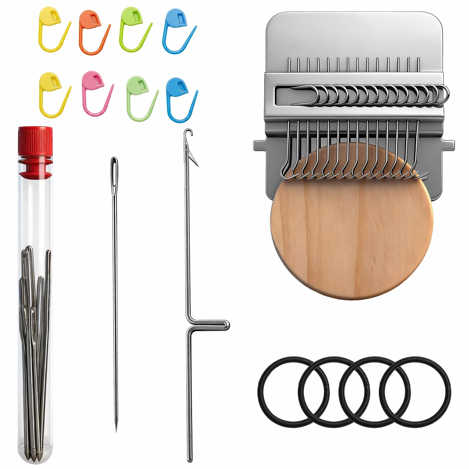 Mini telar de reparación de telar para principiantes, herramienta de telar para principiantes, tejer rápido, retocar vaqueros y calcetines, bricolaje (14 ganchos)