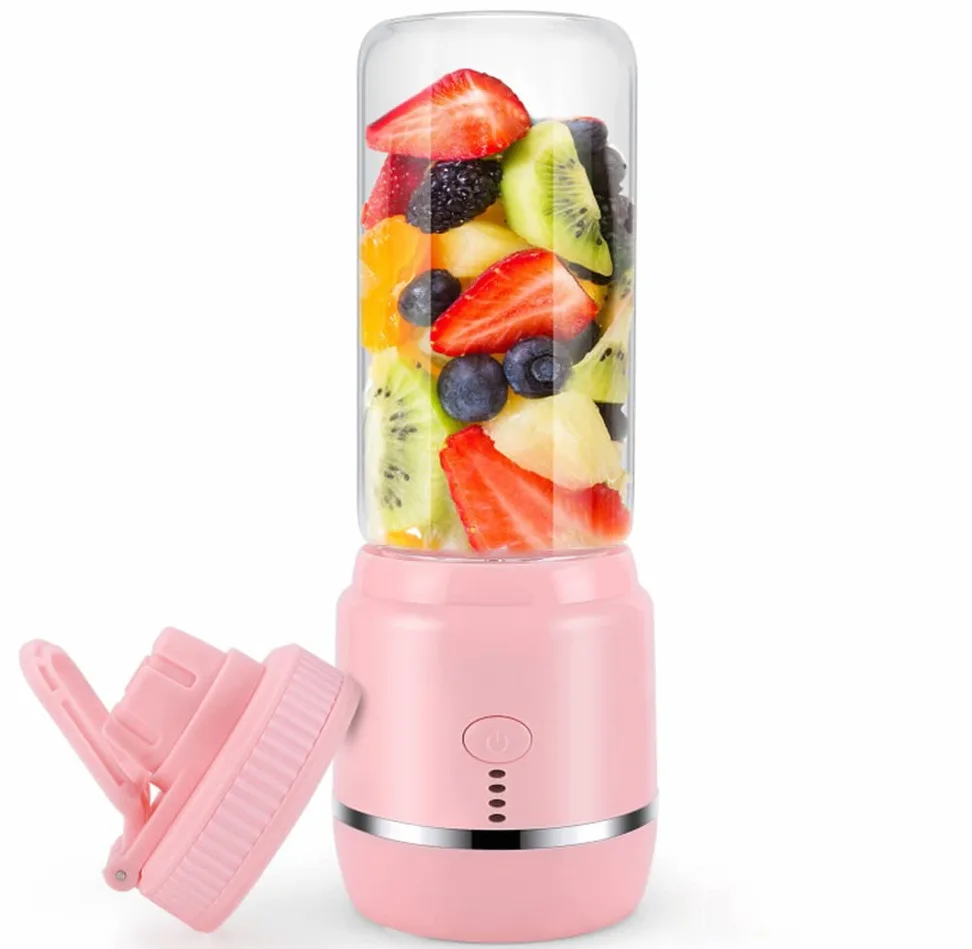 Licuadora portátil, 6 cuchillas de 400 ml, licuadora fresca, licuadora portátil, vidrio de borosilicato alto, potente mezclador de frutas, mezclador de suplementos de alimentos para bebés, para