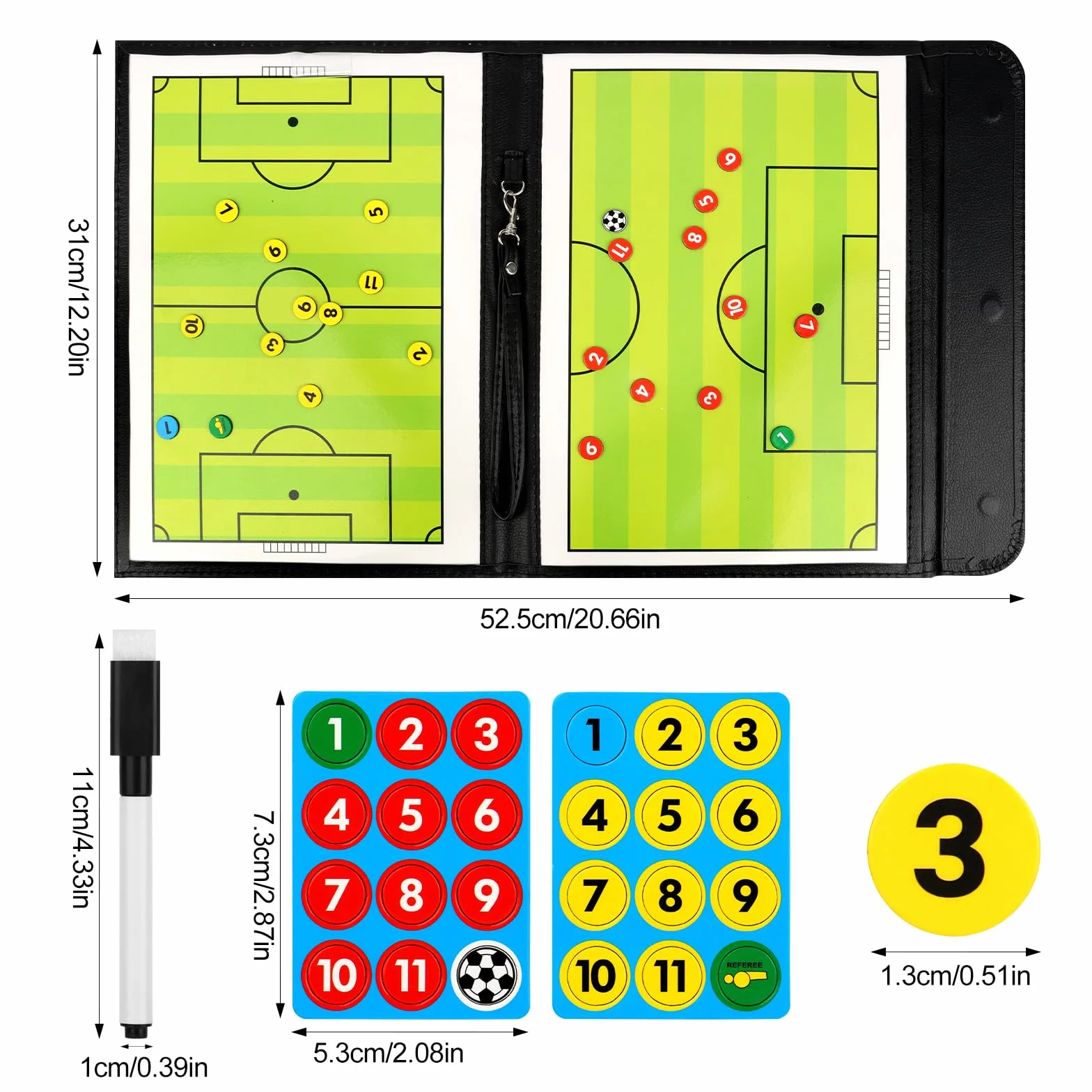 KEWUZY Carpeta Táctica de Entrenamiento Futbol con Marcador e Imanes para Entrenadores