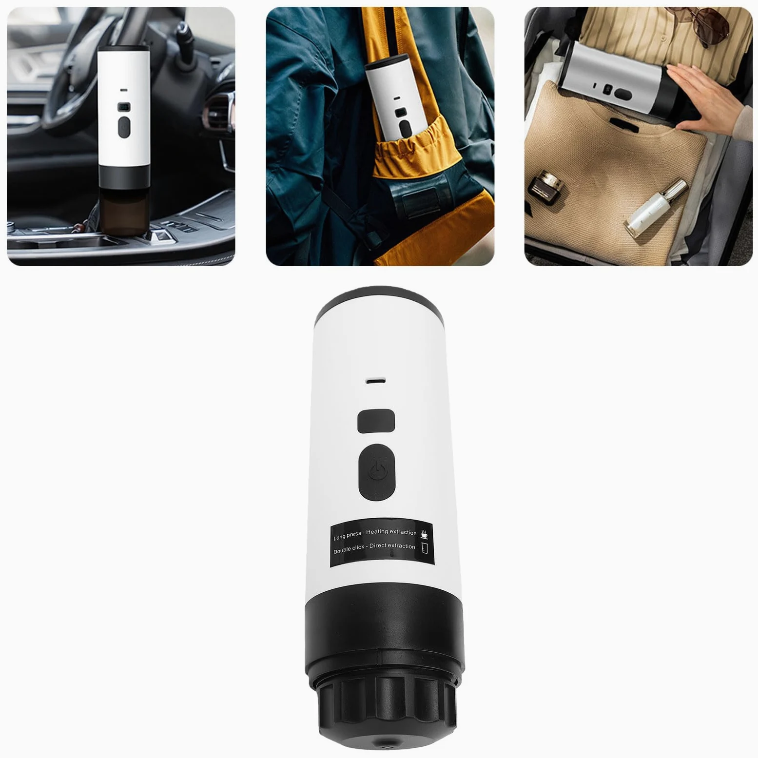 Cryfokt Cafetera Portátil Compacta Autocalentable, Cafetera a Presión de 20 Bares para Camping, Viajes y Oficina