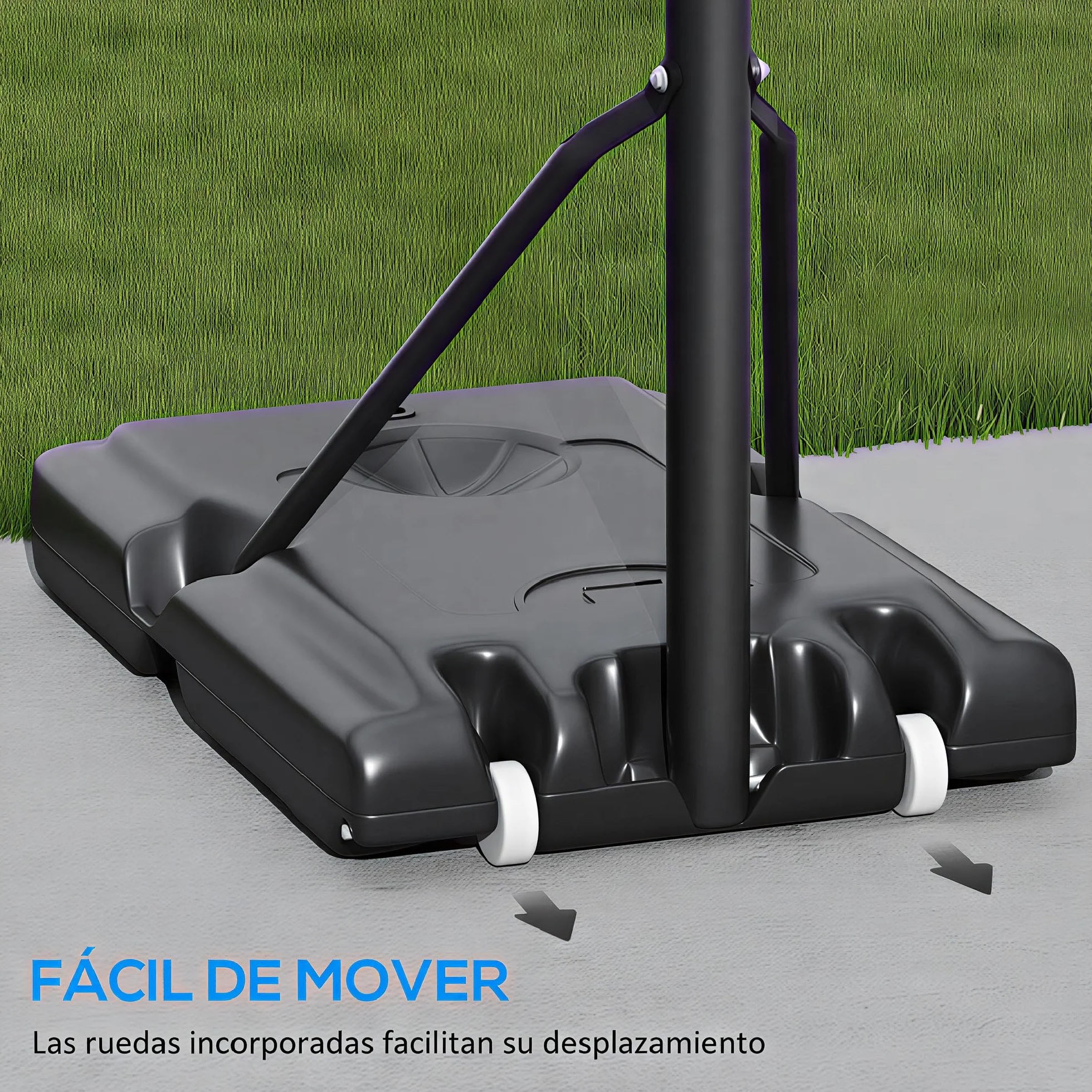 SPORTNOW Canasta de Baloncesto Exteriores Interiores Altura Regulable 235-305 cm Portátil con Base Rellenable Ruedas Negra