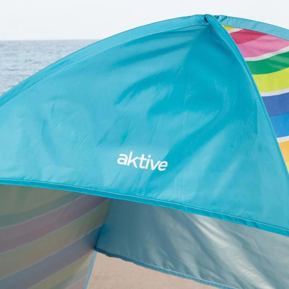 AKTIVE Carpa Playa Plegable 140x160x110 cm 2 Personas Protección UV50 Mosquitera Poliéster