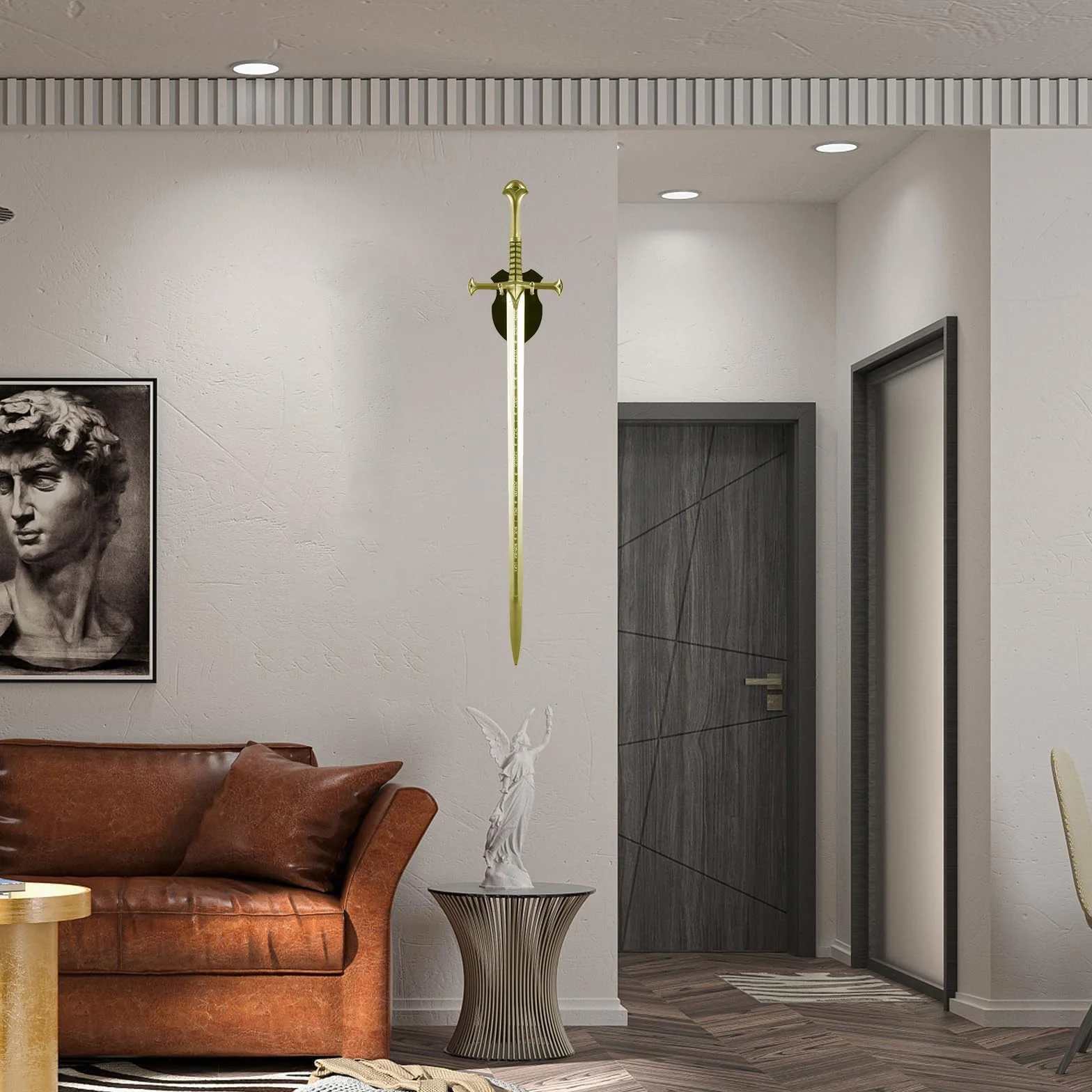 WANLIAN Espada de pared soporte gancho colgador para espada daga hacha cuchilla Negro 1 juego
