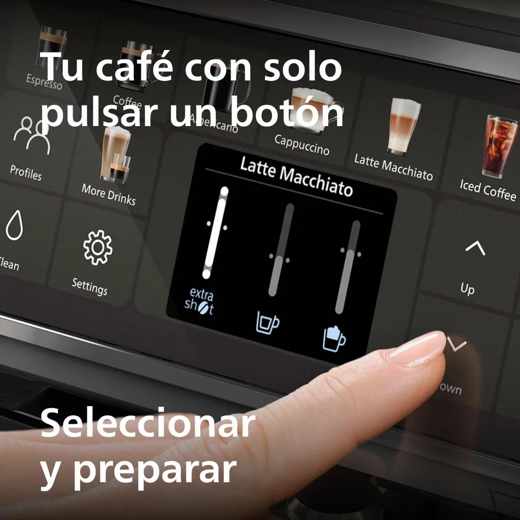 Philips Cafetera Totalmente Automática Serie 5500-20 cafés Calientes y Helados, Sistema de leche QuickClean LatteGo, 40% más Silenciosa Gracias a SilentBrew, QuickStart, Negro y Plata (EP5546/70)