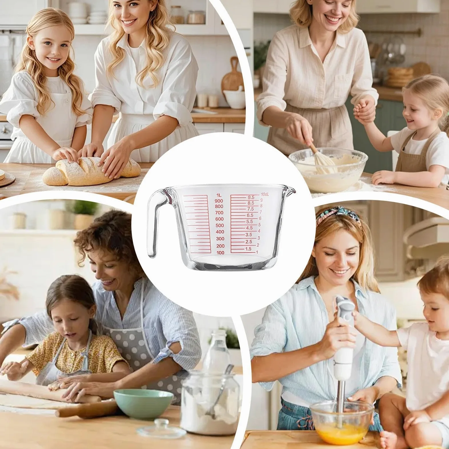 Vasos Medidores De Vidrio Recipiente de Medición Portátil Transparente y | Recipiente Medidor De Vidrio Para Preparación Comidas Cocinar Hornear Cocina Hogar Y Casa Y Interior Alimentos