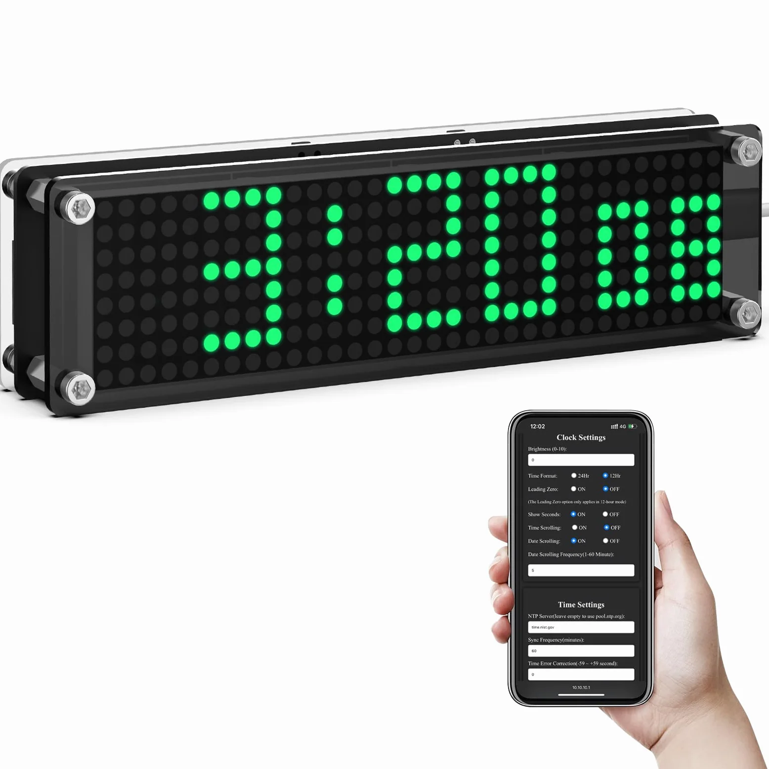 Reloj inteligente de oficina WiFi con fecha y día de la semana, relojes de dormitorio digital con poca luz, reloj de escritorio pequeño digital con sincronización NTP