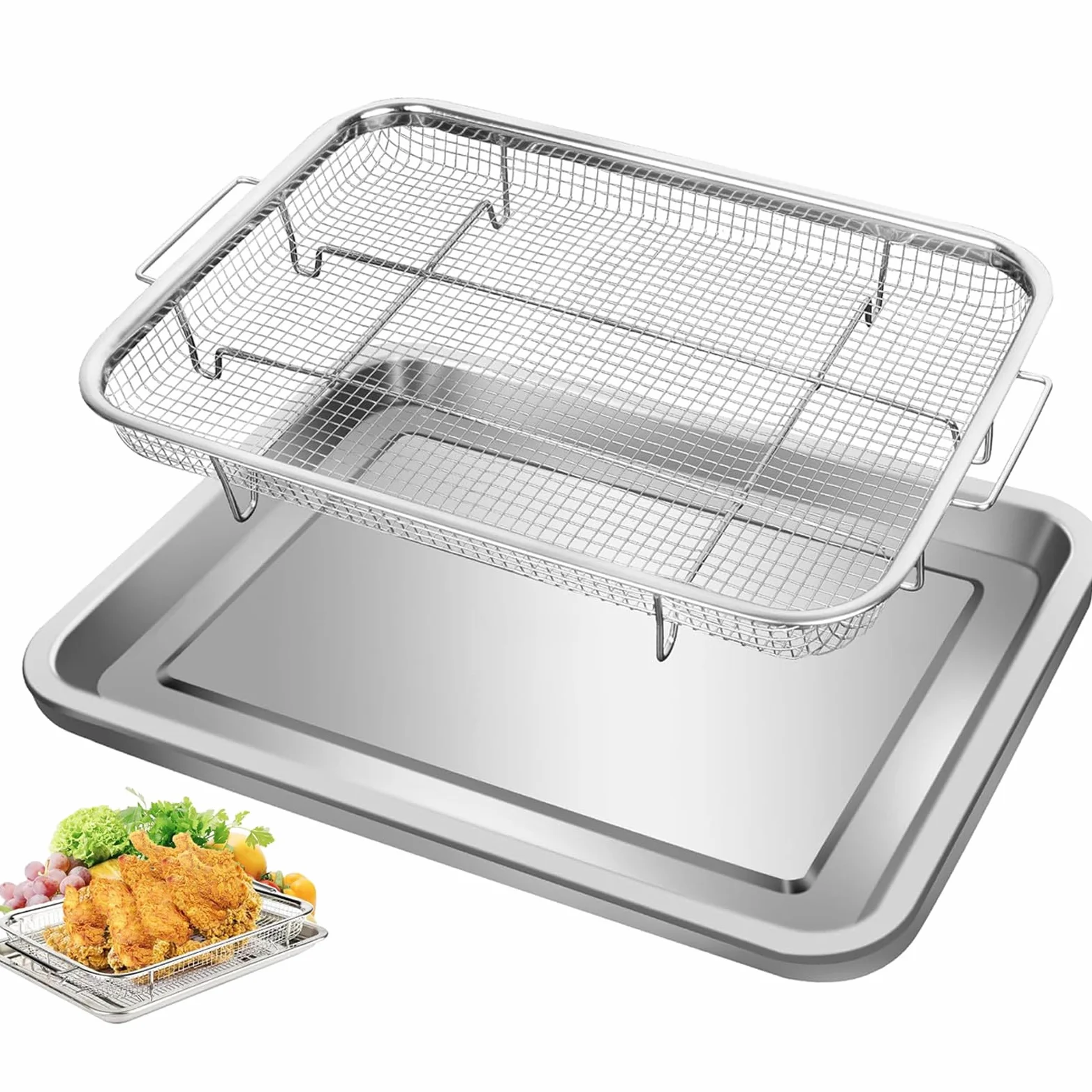 Bandeja de Horno de Acero Inoxidable con Rejilla de Enfriamiento | Bandeja para Hornear Galletas y Pasteles con Diseño Antiadherente, Resistente y Fácil de Limpiar para Cocina