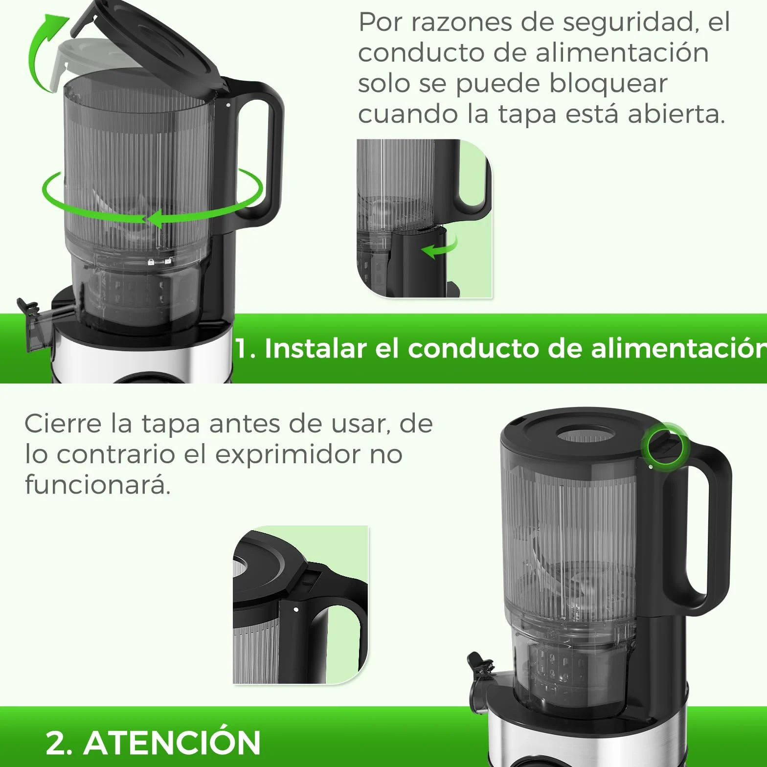 Extractor de zumos y verduras, YASHE juicer machine con boca de alimentación ancha de 12,7 cm para frutas y verduras enteras, licuadora prensado en frío con autoalimentación, alto rendimiento de zumo