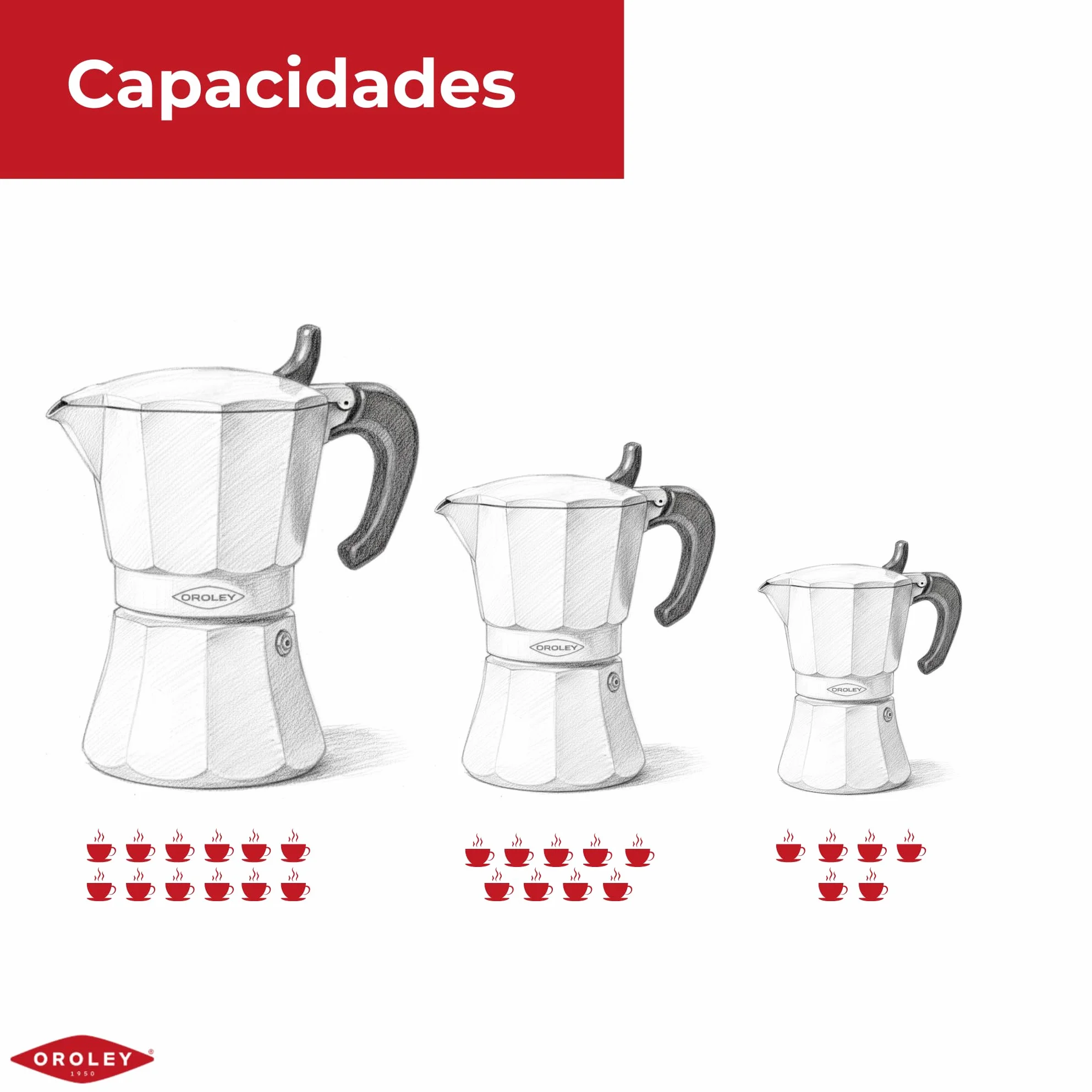 Oroley - Cafetera Italiana Petra | Base de Acero Inoxidable | Cafetera Inducción, Vitrocerámica, Fuego y Gas | Estilo Tradicional (Mostaza, 6 Tazas)
