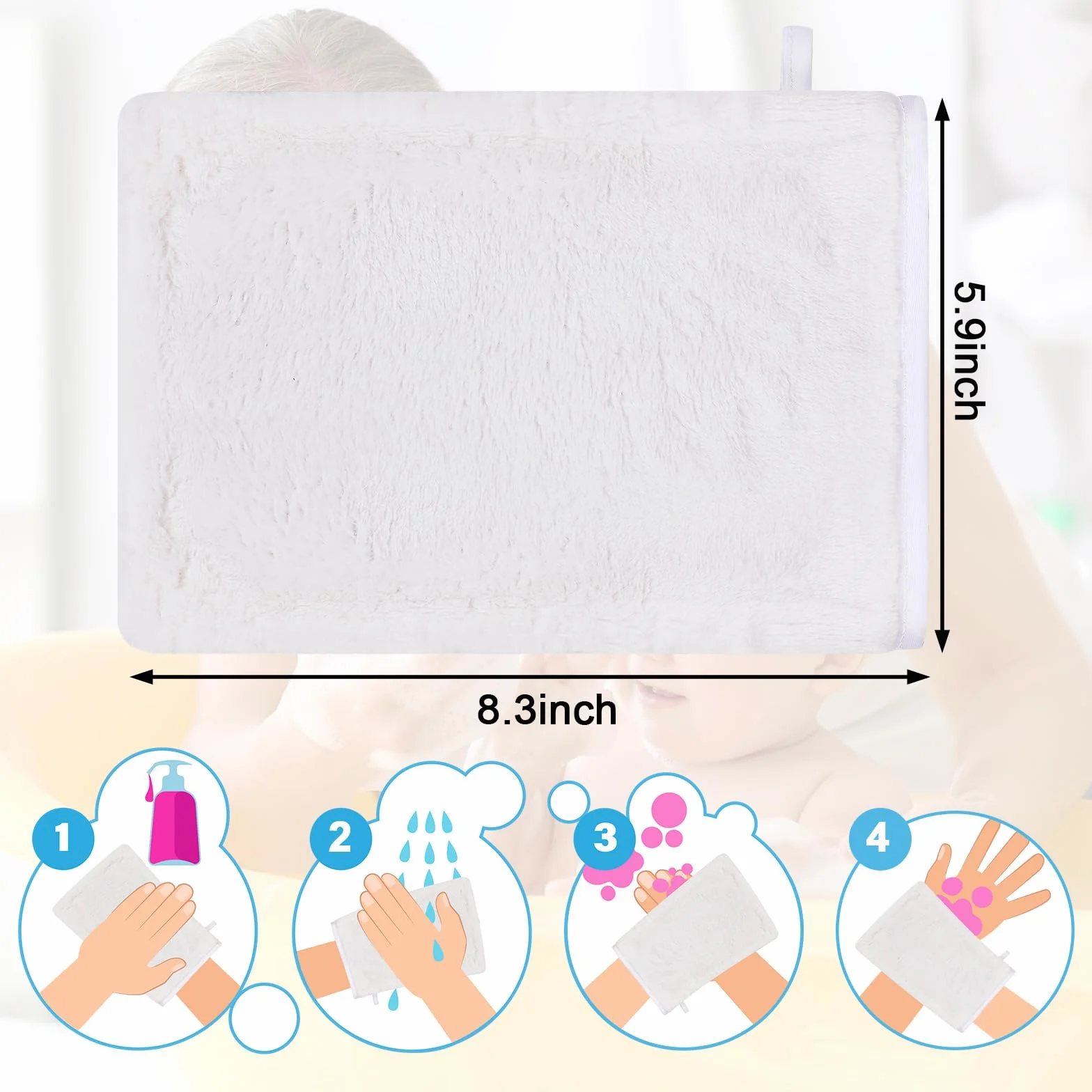 Manoplas Baño Toallas Baño Toalla Facial Toalla Cara Toalla Microfibra Toallas Lavabo Esponja Bebe Recien Nacido Toalla Desmaquillante Reutilizable Limpieza Facial 15x21cm Franela 8 Blanco