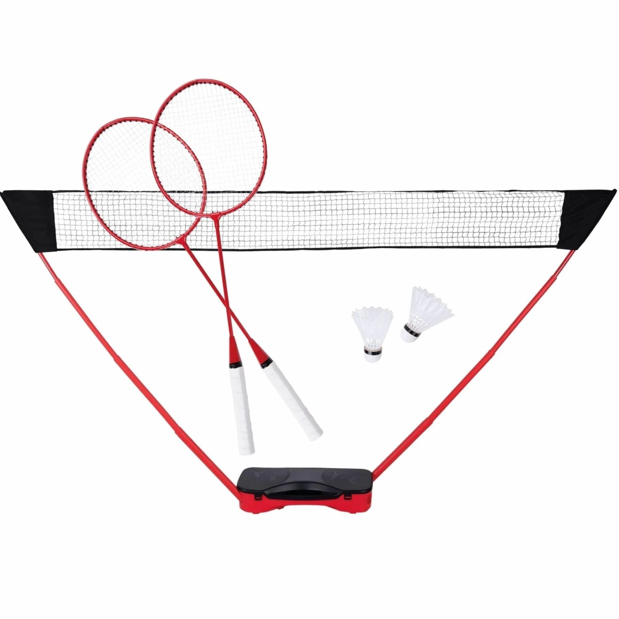 Donnay Juego de bádminton – Juego de voleibol para 2 personas – con volantes, raqueta de bádminton y red – Juego completo con bolsa de viaje – Red de voleibol 155 x 300 cm – para jardín y camping –